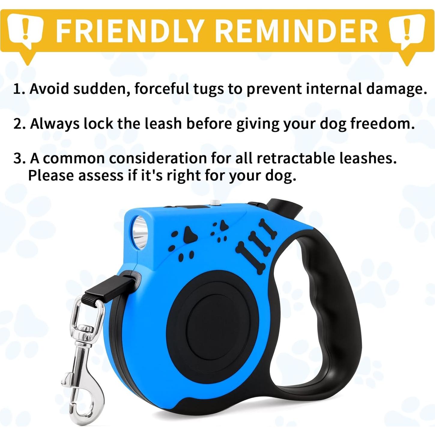 Correa de Perro Retráctil COSOWO 4.88m con Linterna USB Azul