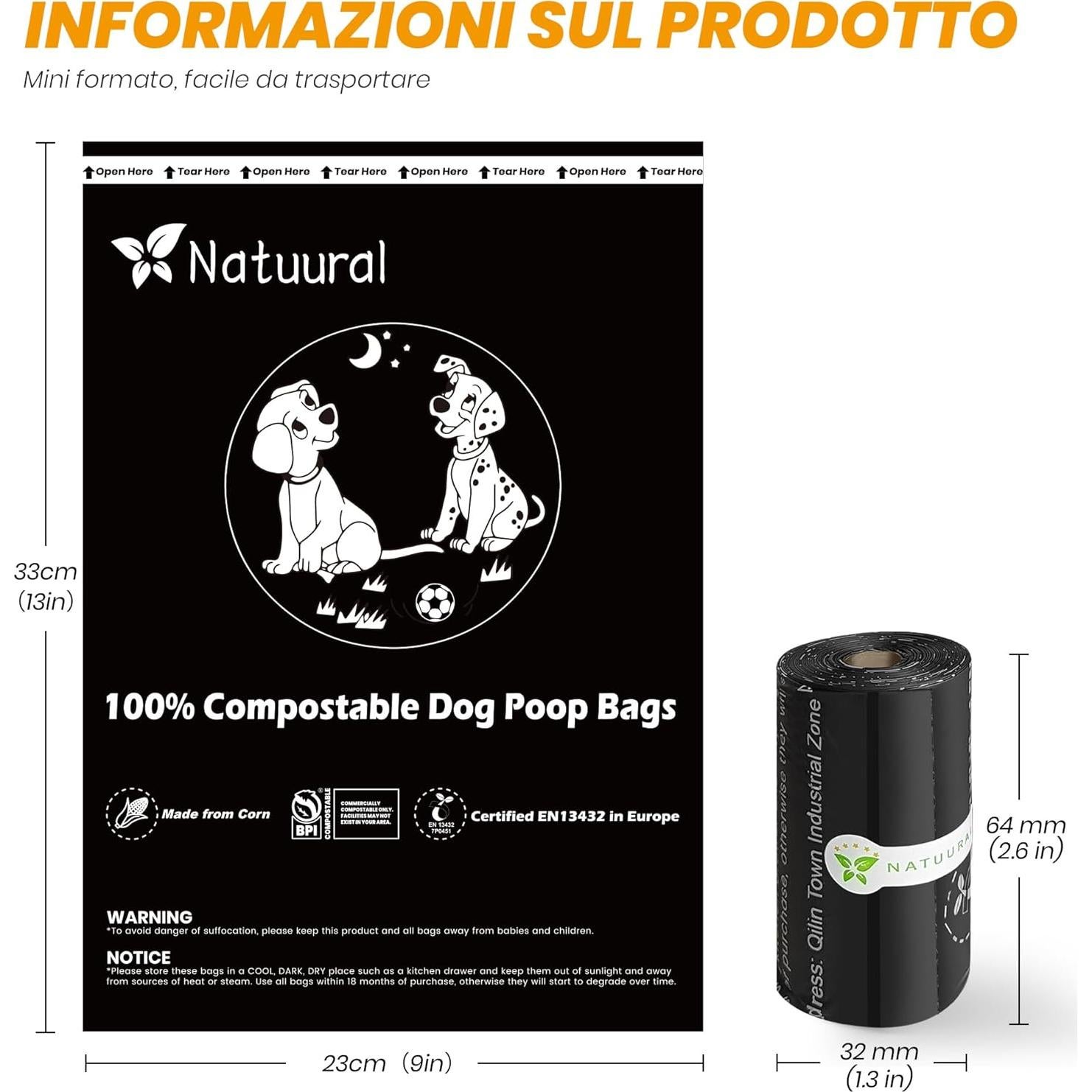 Bolsas Compostables para Perros Natuural 270 Unidades 18 Rollos