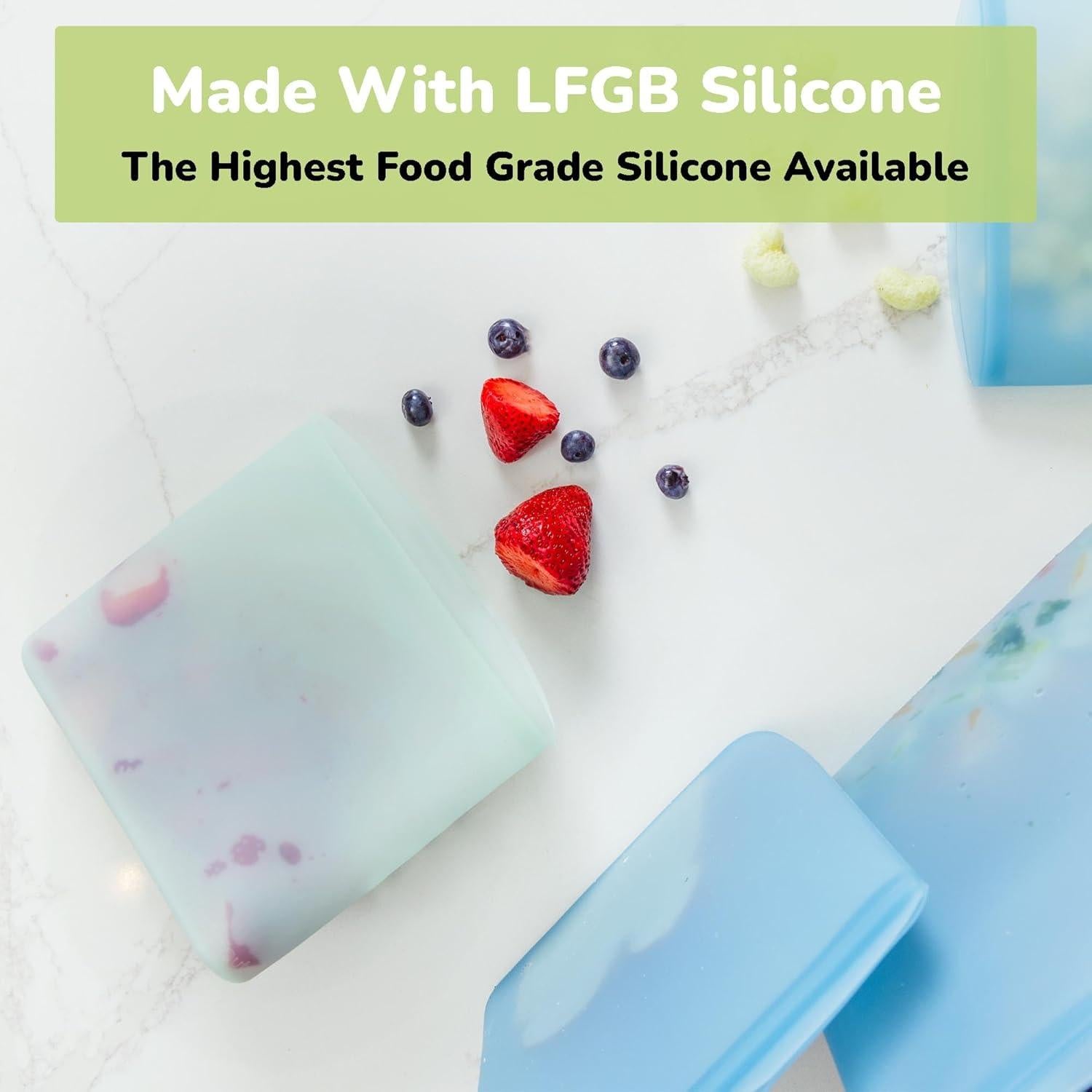 Bolsas de Silicona Reutilizables WeeSprout - 3 Unidades Snack Azul