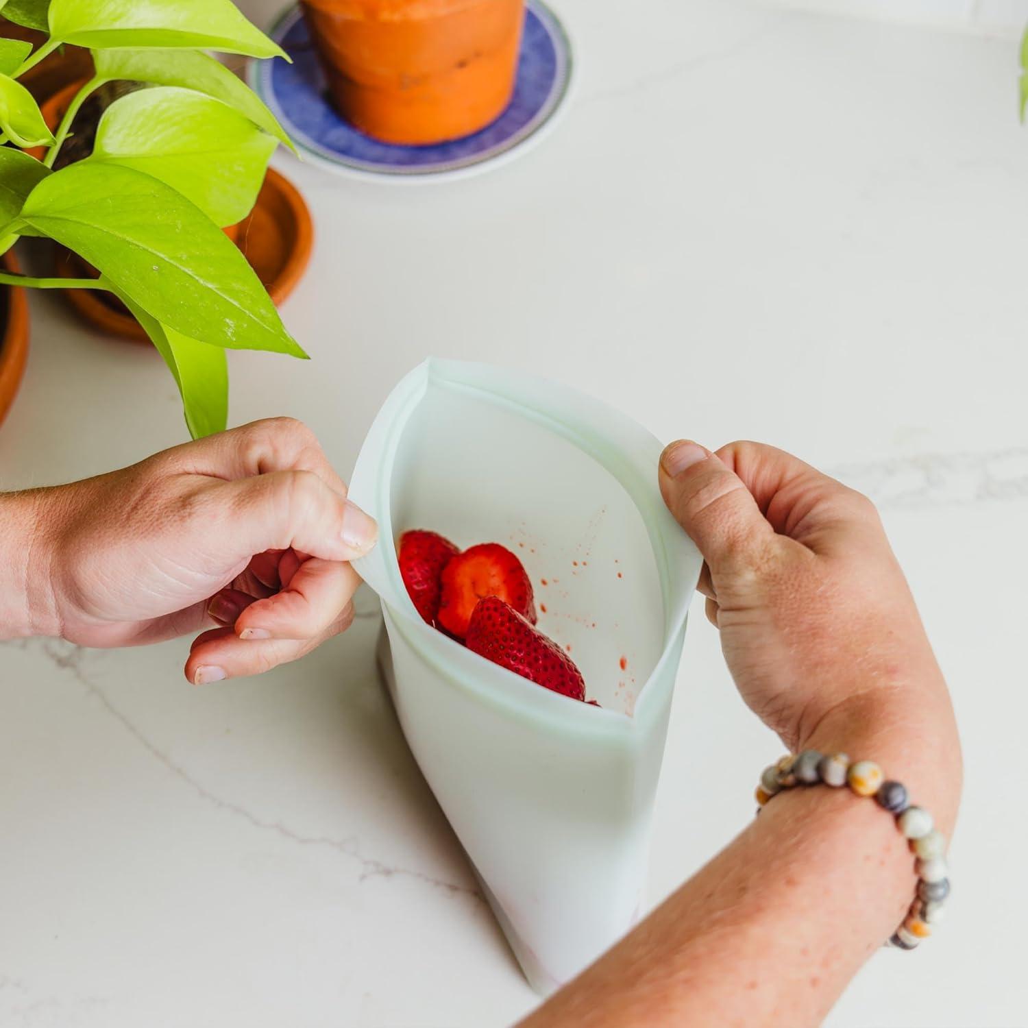 Bolsas de Silicona Reutilizables WeeSprout - 3 Unidades Snack Azul
