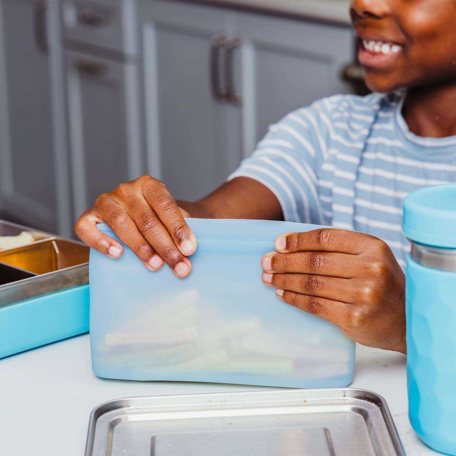 Bolsas de Silicona Reutilizables WeeSprout - 3 Unidades Snack Azul