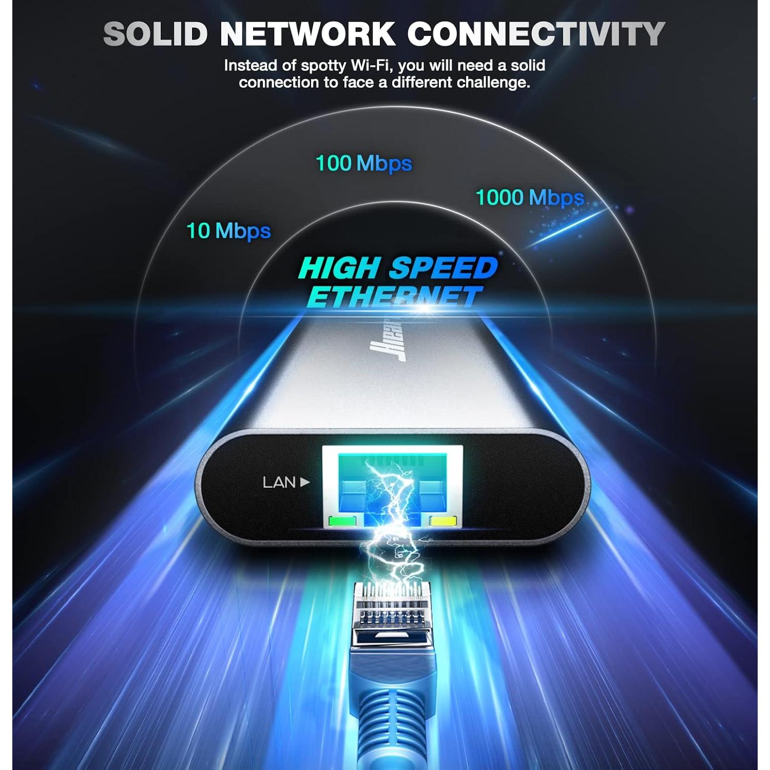 Hiearcool Hub USB C 8 en 1 HDMI 4K Ethernet para MacBook