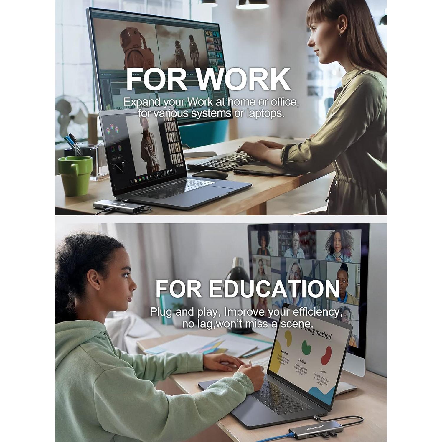 Hiearcool Hub USB C 8 en 1 HDMI 4K Ethernet para MacBook