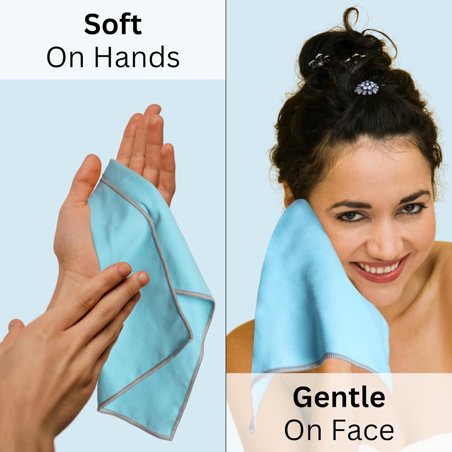 Toalla de Mano Microfibra Genérica 32x25 cm Azul Secado Rápido