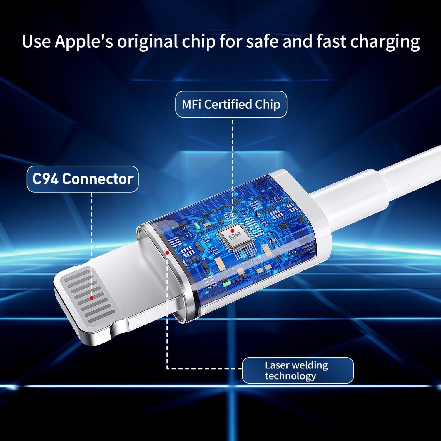 Cargador Rápido USB-C 20W MFi para iPhone 14/13/12 - Paquete de 3