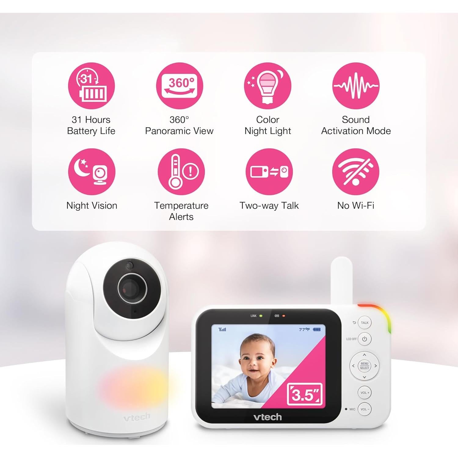 Monitor de Bebé VTech VM4263 con Pantalla LCD 3.5" y Audio