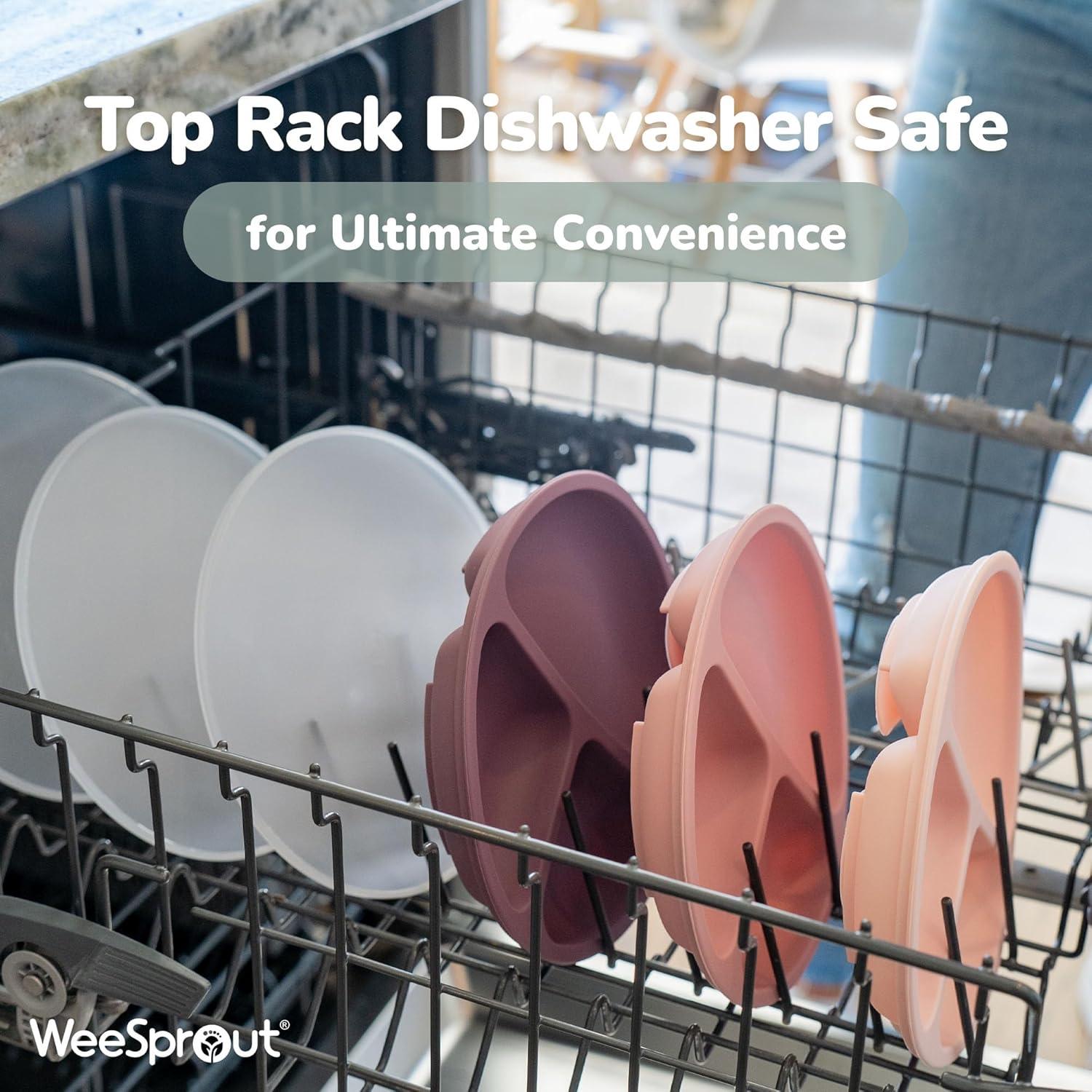 Platos de Succión WeeSprout con Tapas - 3 Unidades Silicona