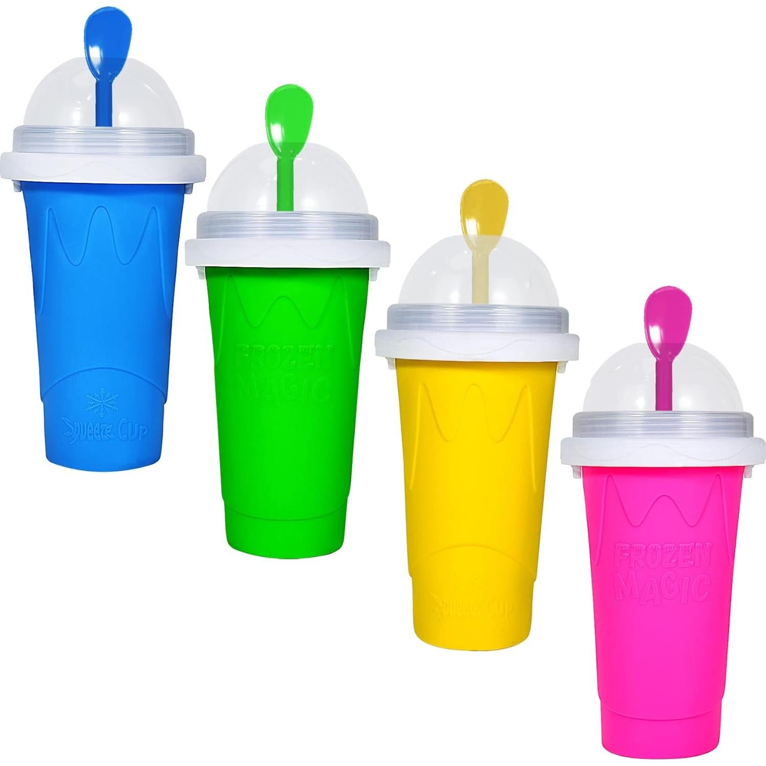 Taza Slushy Color Land Azul 350ml con Cuchara-Pajilla 2 en 1