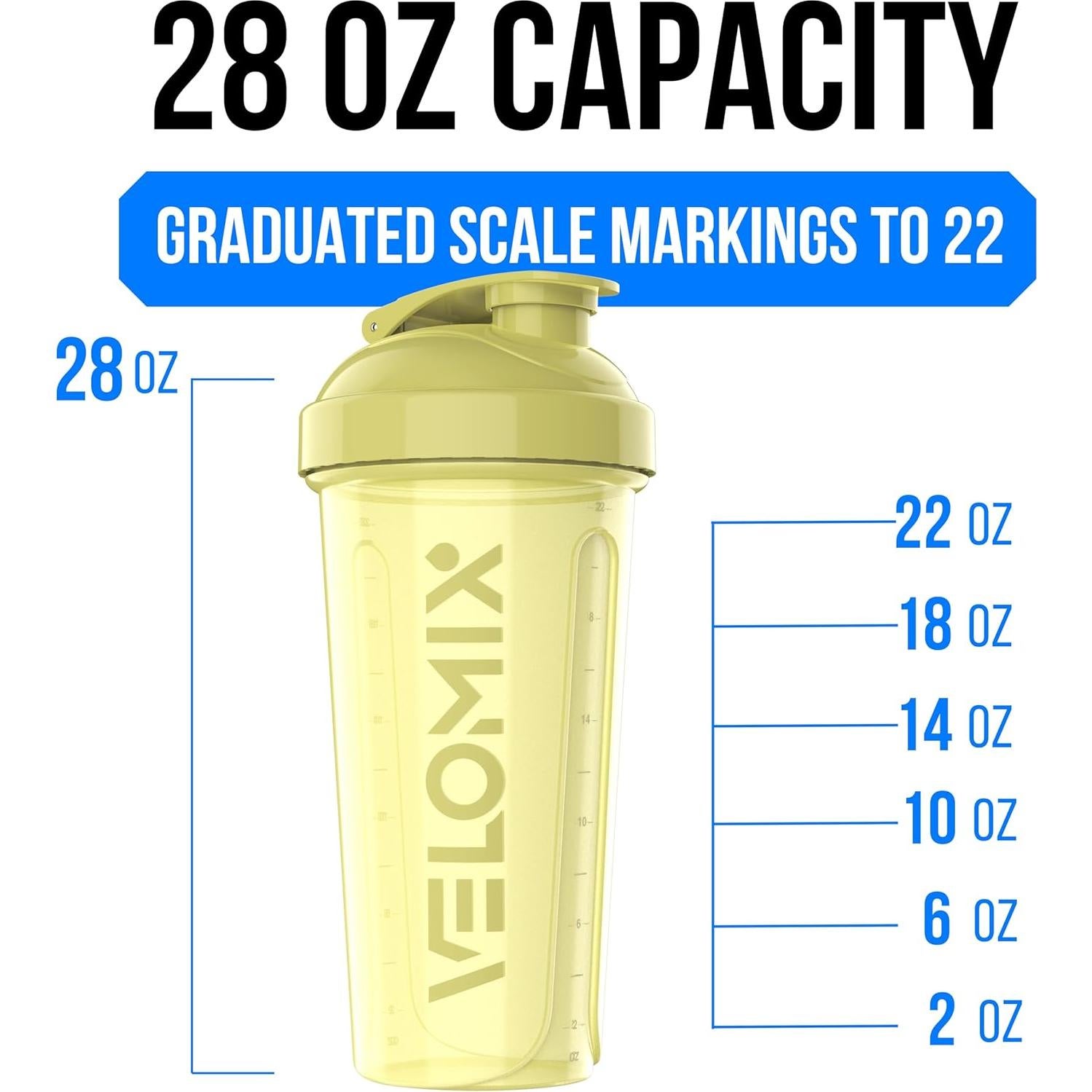 Botellas de Mezcla de Proteína VELMIX 6 Pack 828 ml A Prueba de Fugas