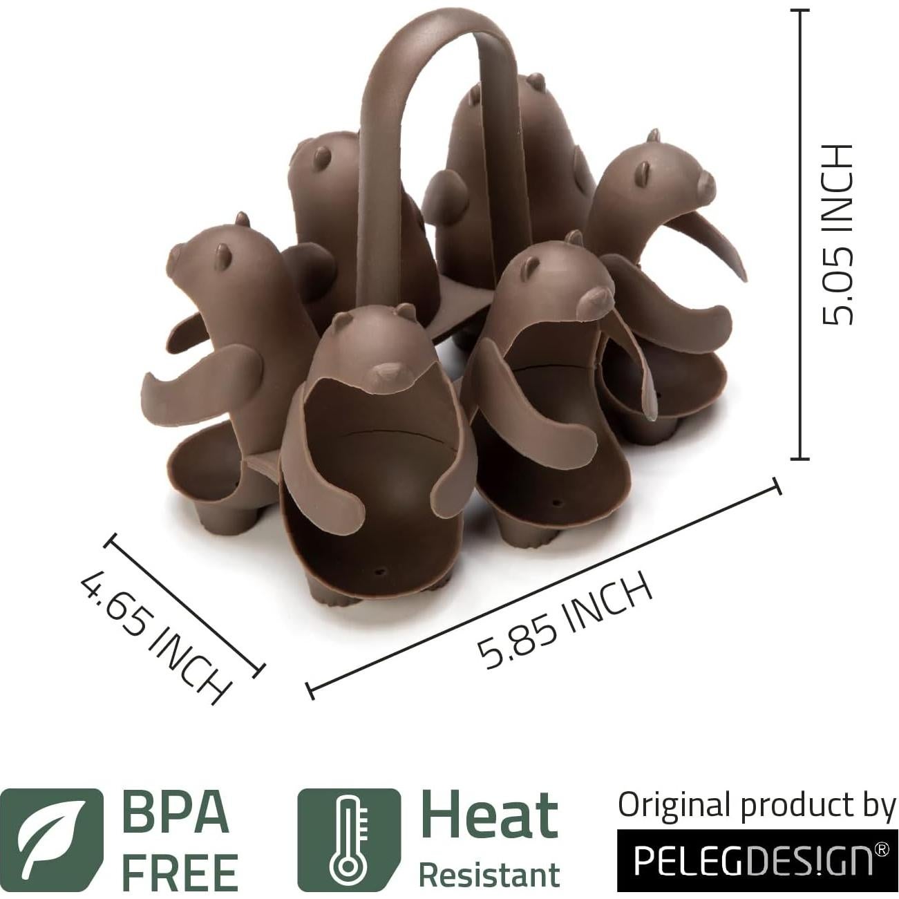 Peleg Design Eggbears 3-in-1 Cook, Store and Serve Egg Holder, Bear-Shaped Boiled Egg Cooker for Making Soft or Hard Boiled Eggs, Eggies, Holds 6 Eggs for Easy Cooking and Fridge Storage