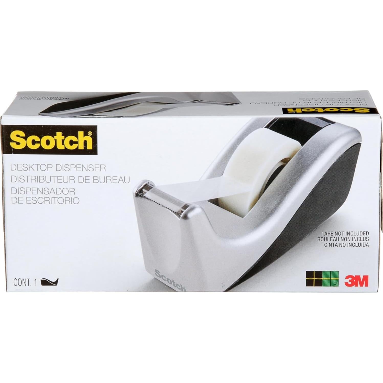 Dispensador de Cinta Scotch Bicolor Plateado/Negro 1"