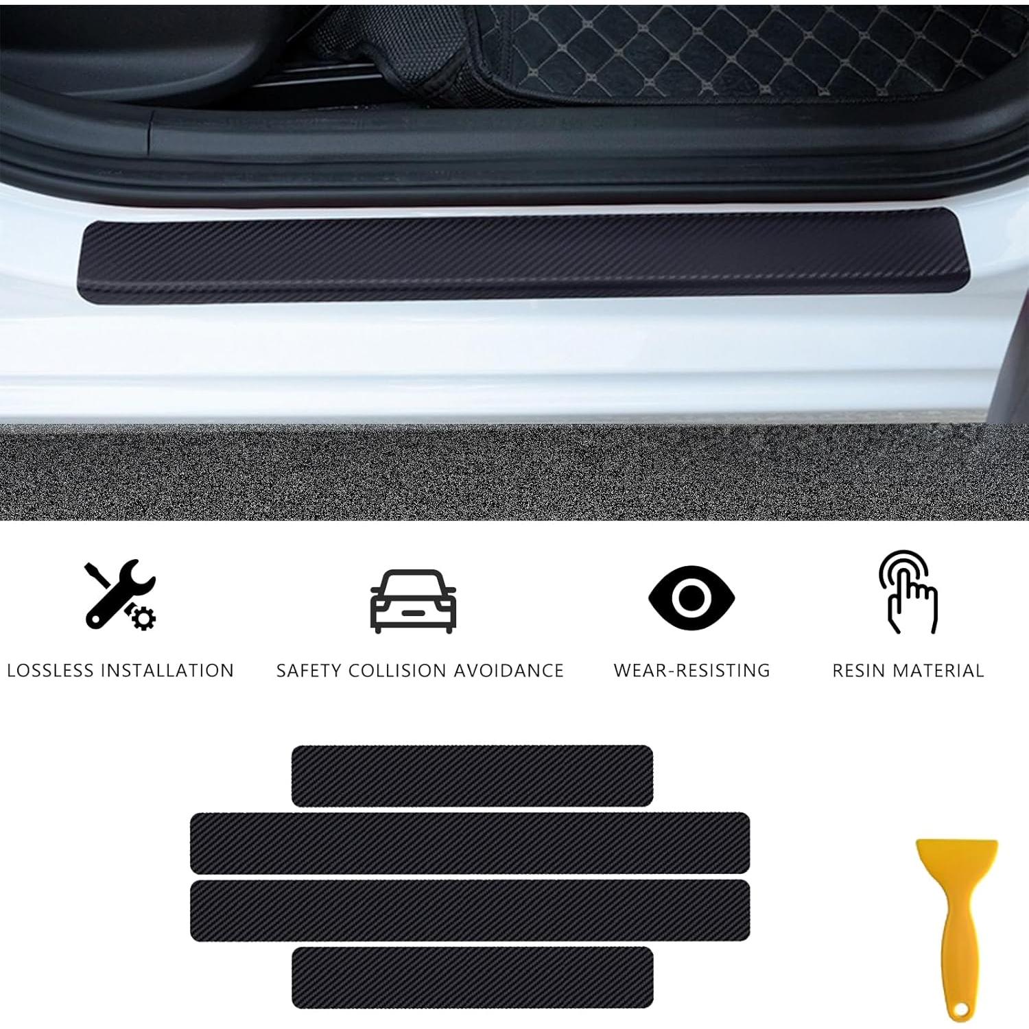 Protector de Umbral de Puerta Luminuti 4 Pcs Goma Negro