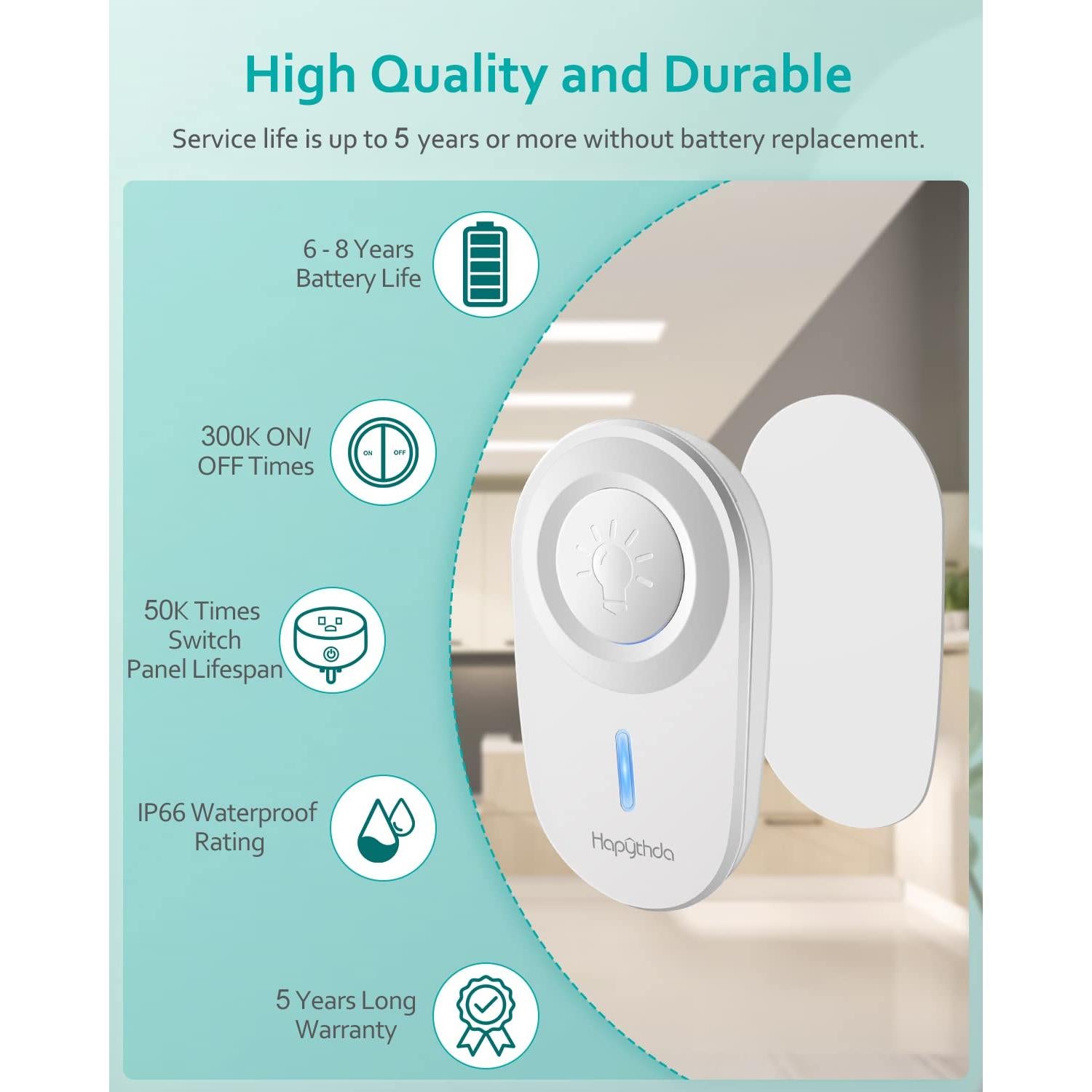 Interruptor de Luz Remoto HAPYTHDA Inalámbrico 91.44m