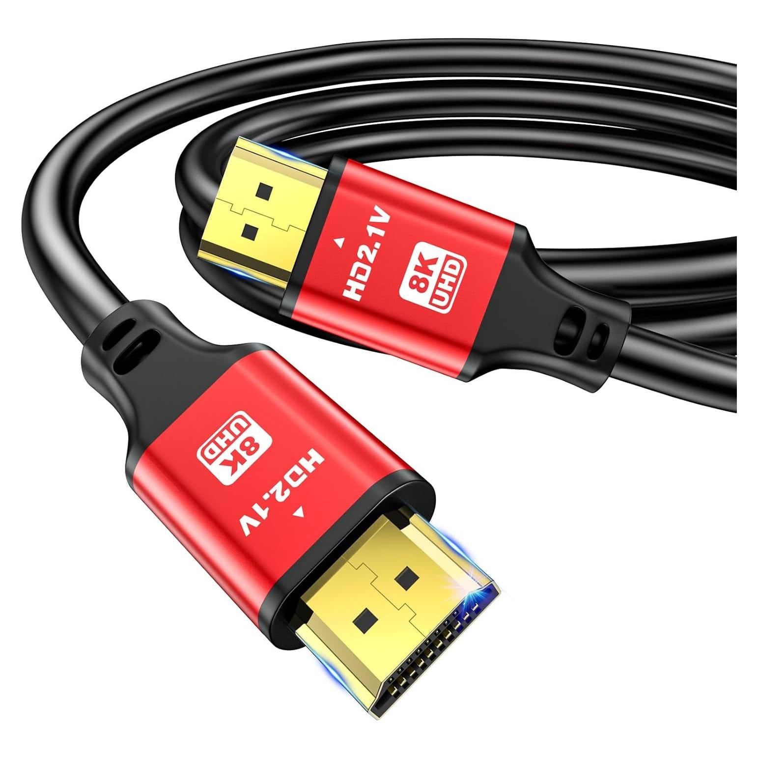 8K 48Gbps HDMI Cables 2.1 1.5ft 60HZ,4K 2.0@120Hz 18GBPS,High Speed HDMI Cord, Ultra HD,Ethernet Audio Return,Video 4K,1080p,3D,Arc, HDR Compatible with Xbox,PS5/PS4,HDTV,Laptop ect(Red)