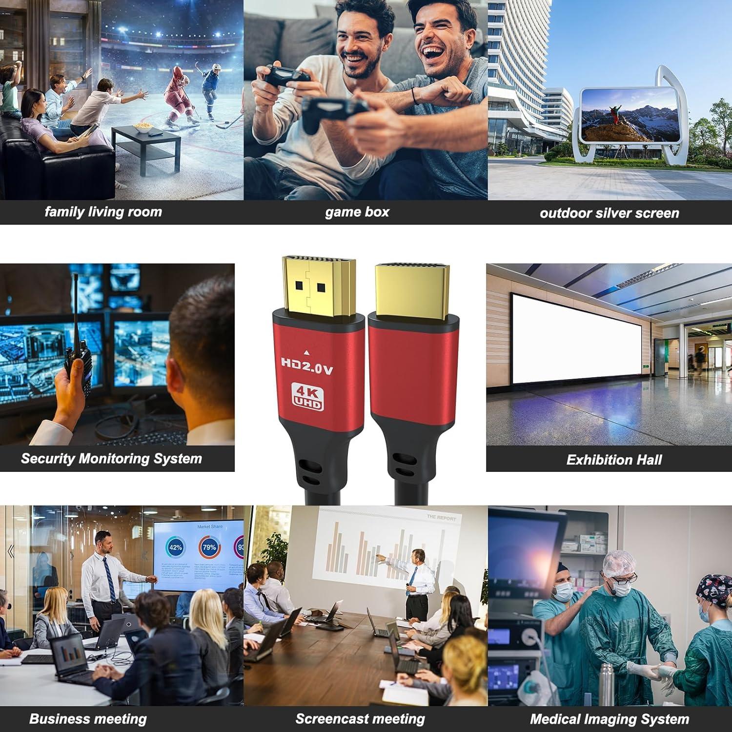 8K 48Gbps HDMI Cables 2.1 1.5ft 60HZ,4K 2.0@120Hz 18GBPS,High Speed HDMI Cord, Ultra HD,Ethernet Audio Return,Video 4K,1080p,3D,Arc, HDR Compatible with Xbox,PS5/PS4,HDTV,Laptop ect(Red)