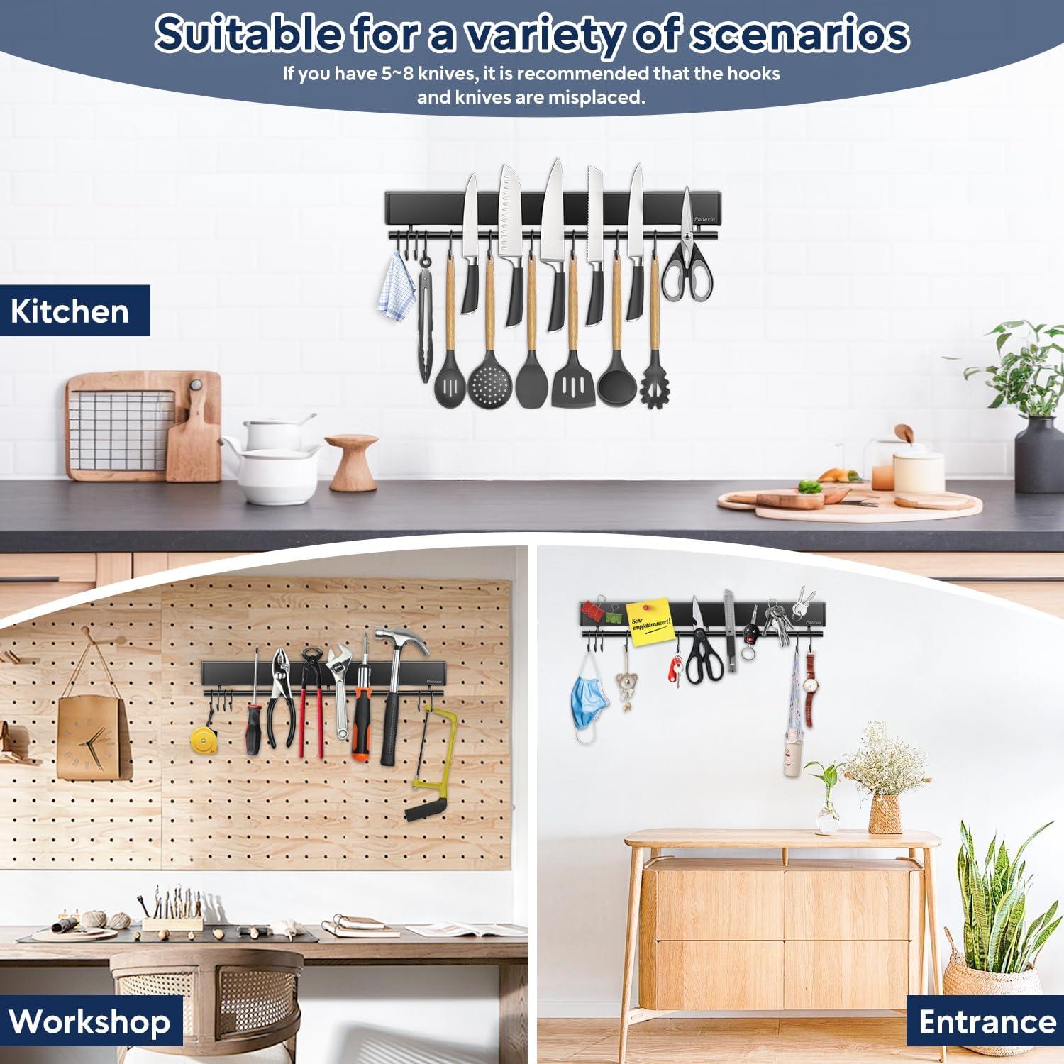 Soporte Magnético para Cuchillos 43 cm Pailexin con Ganchos