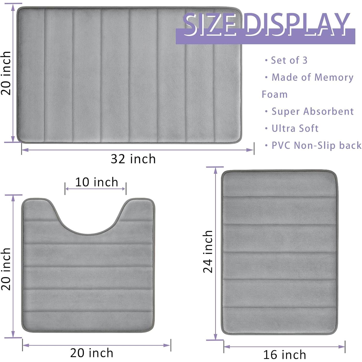 Juego de Alfombrillas de Baño RUN HELIX 3 Piezas Antideslizantes