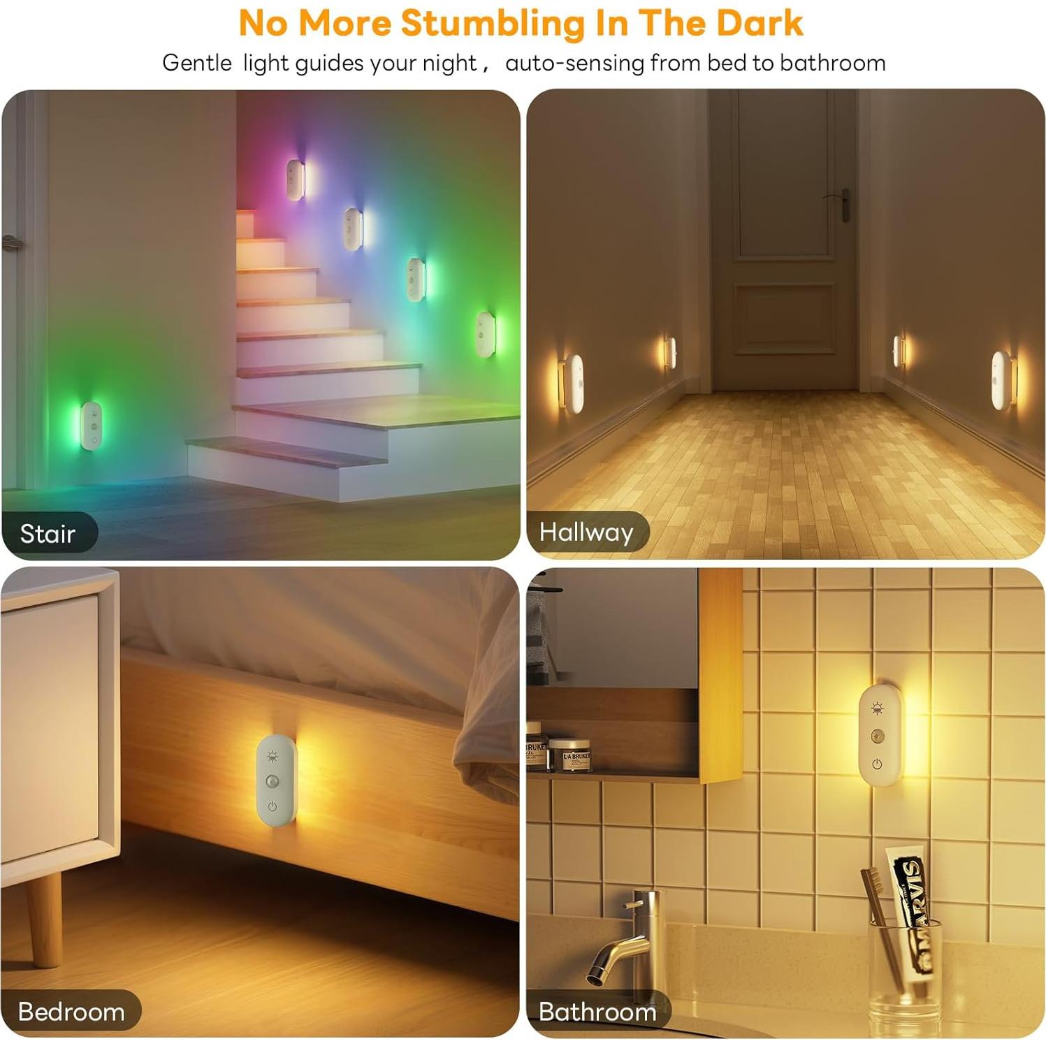 Luz Nocturna Recargable Hiromeco con Sensor de Movimiento 3000K