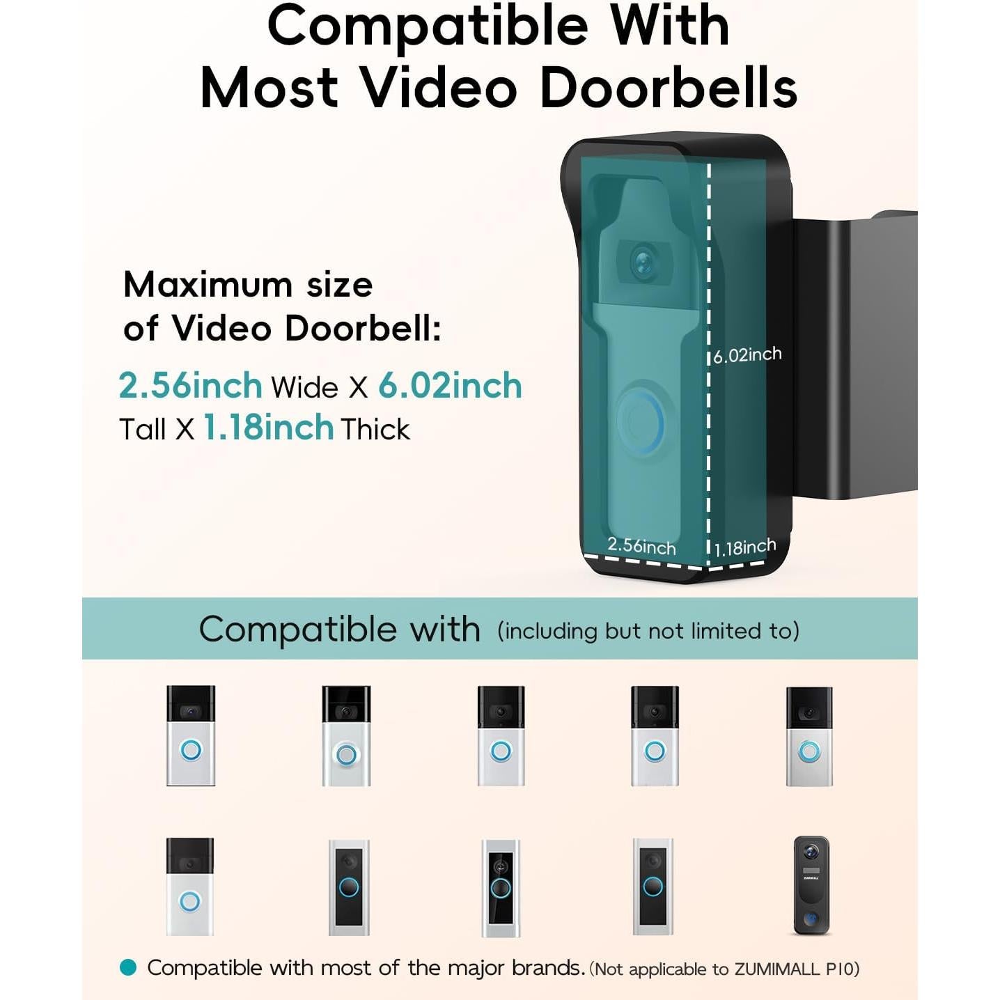 Soporte Anti-Robo ZUMIMALL para Timbre de Video, Instalación Sin Taladro