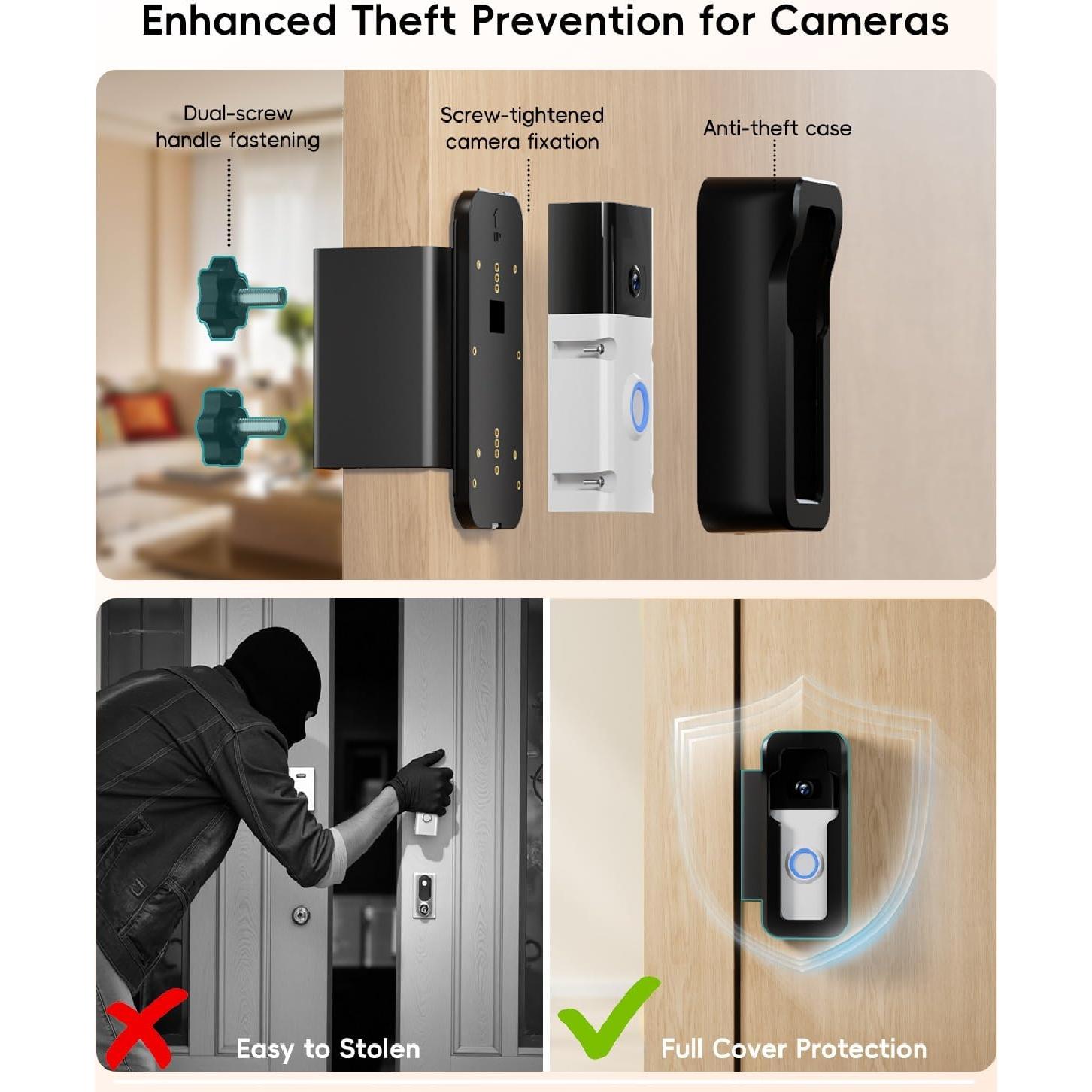 Soporte Anti-Robo ZUMIMALL para Timbre de Video, Instalación Sin Taladro