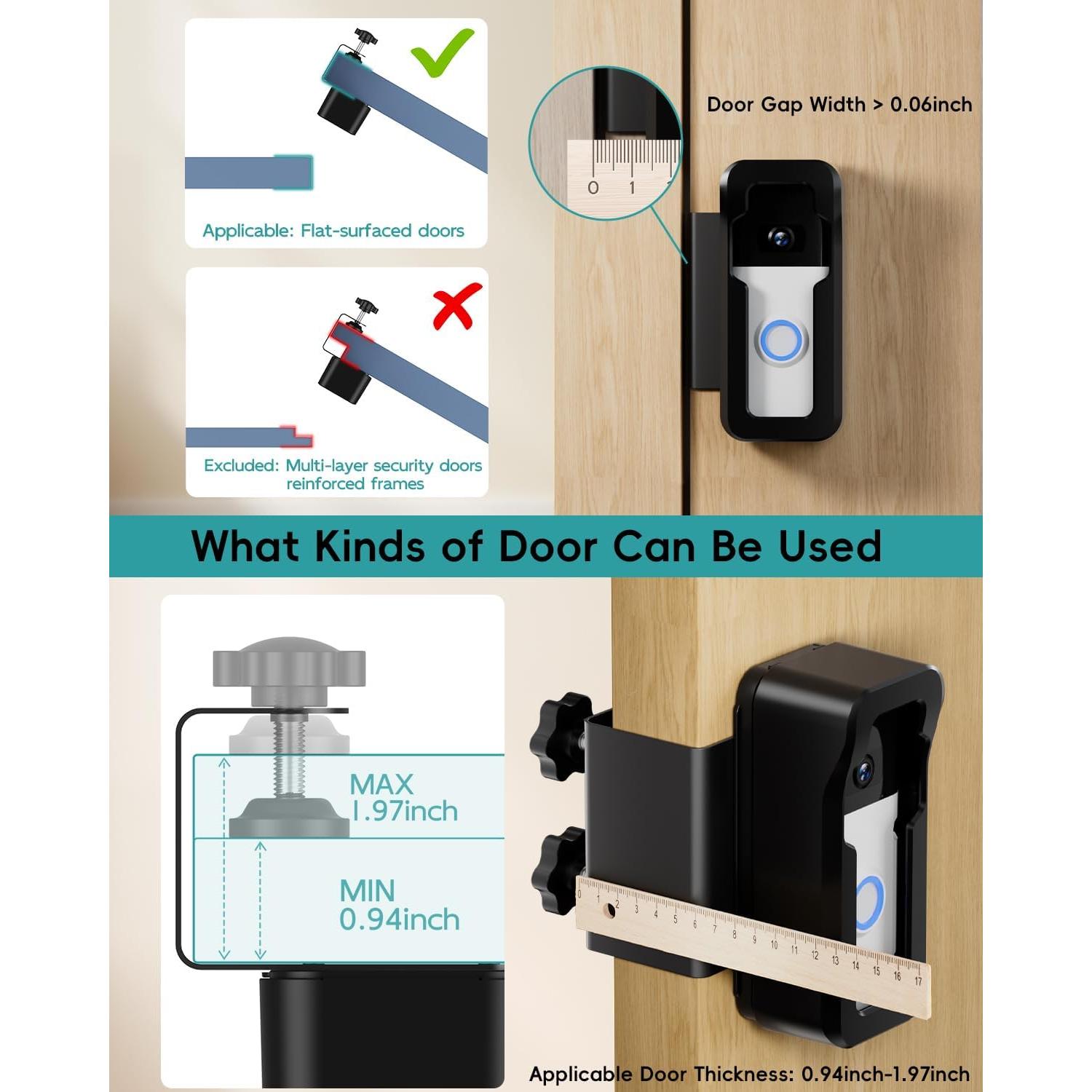 Soporte Anti-Robo ZUMIMALL para Timbre de Video, Instalación Sin Taladro