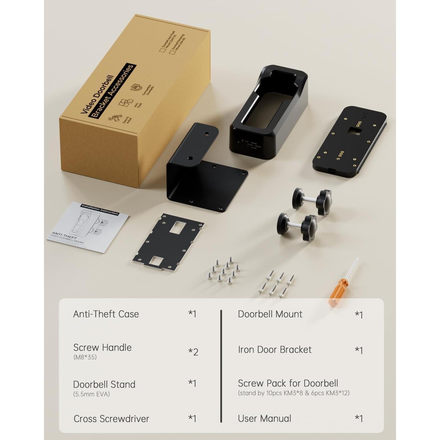 Soporte Anti-Robo ZUMIMALL para Timbre de Video, Instalación Sin Taladro