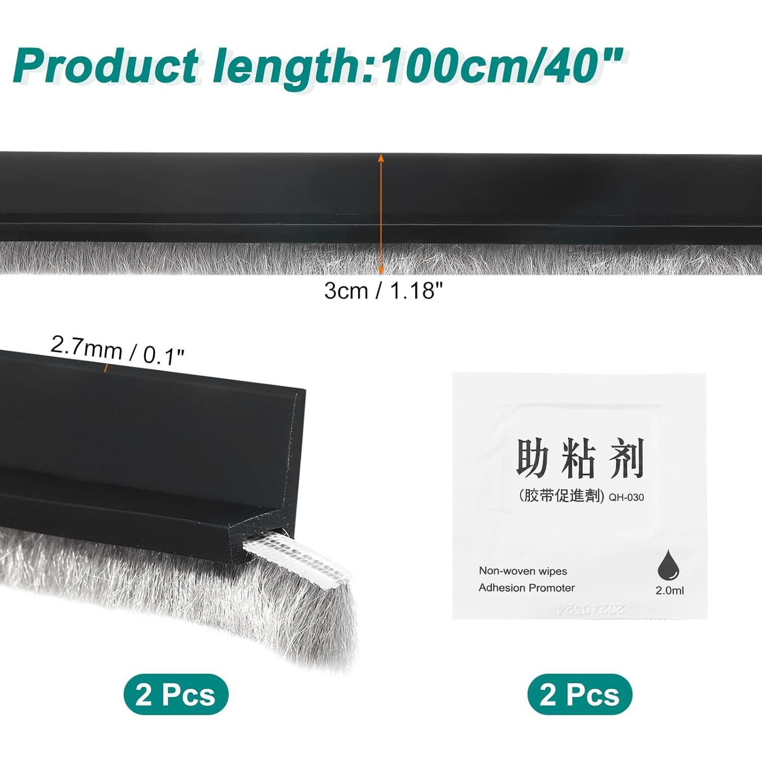 Barrera de Puerta uxcell 100 cm con Cepillo Aislante Negro