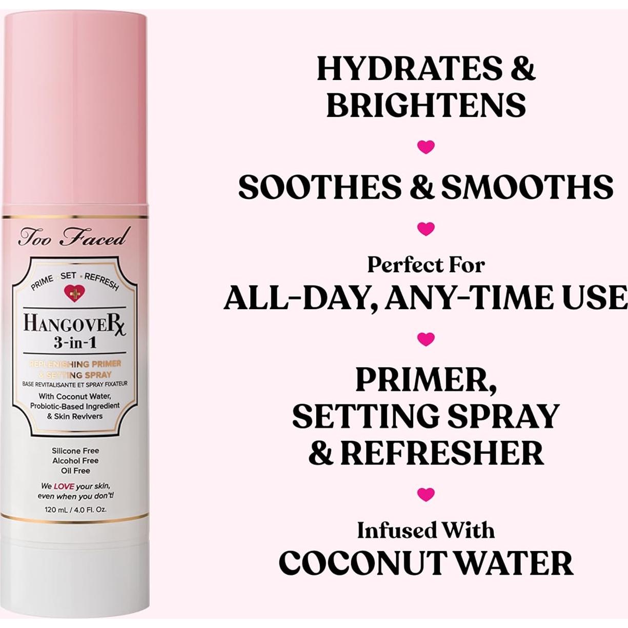 Too Faced Hangover Primer y Spray Fijador 118 ml Hidratante