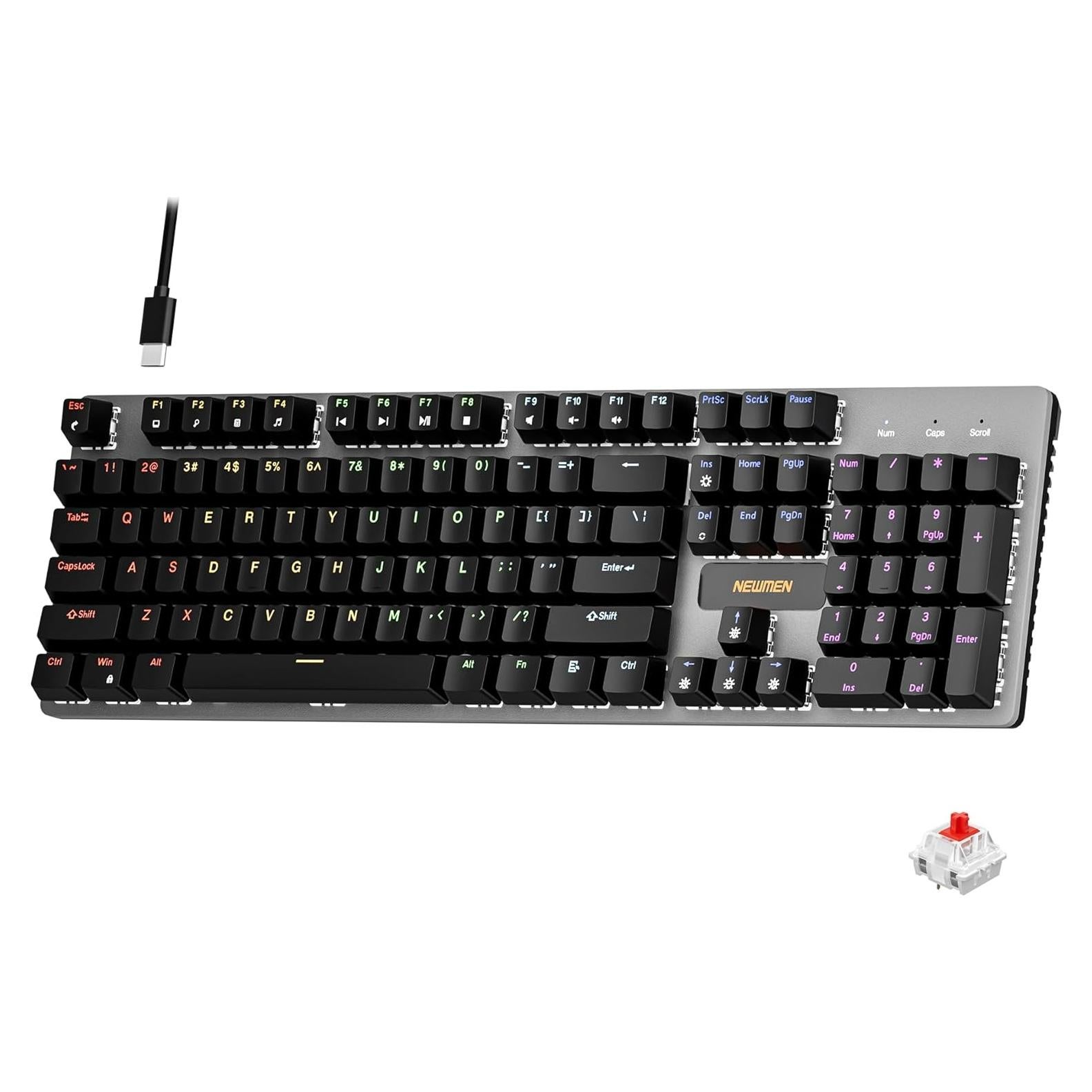 Teclado Mecánico Newmen GM325 Pro, 104 Teclas RGB, USB