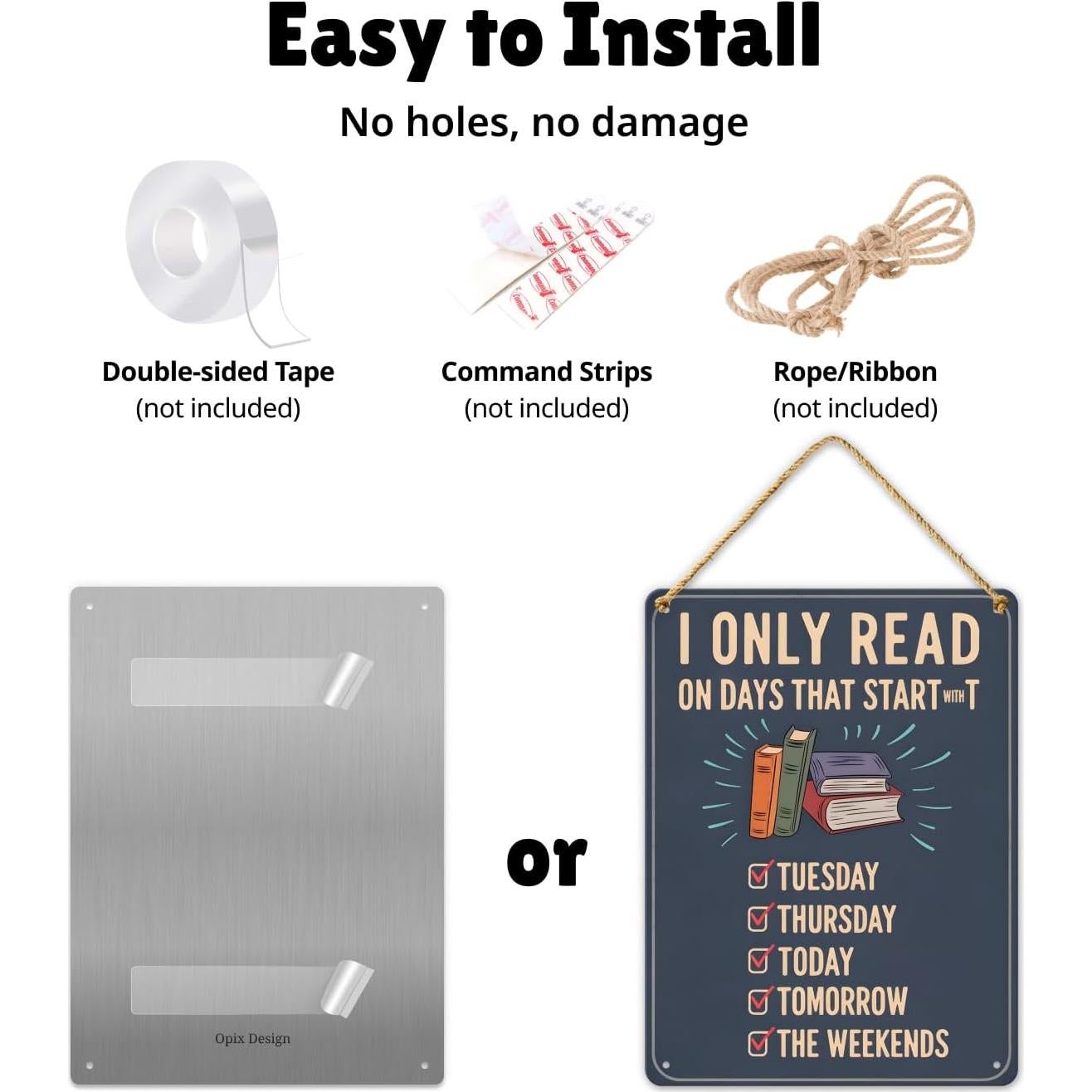 Cartel de Metal Opix Design 'Solo Leo en Días que Comienzan con T' - Decoración Literaria