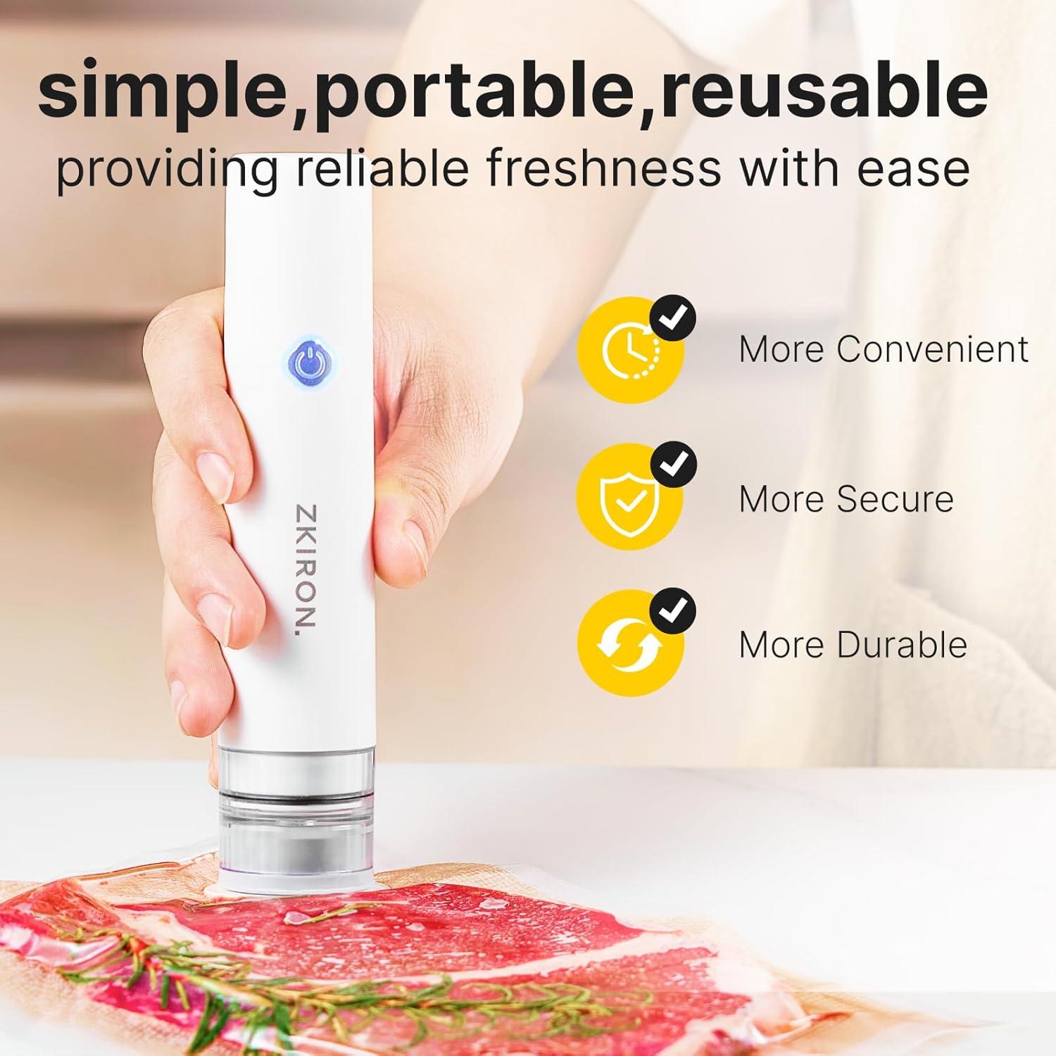 Sellador de Vacío ZKIRON HVS-01 Pro + 12 Bolsas Reutilizables