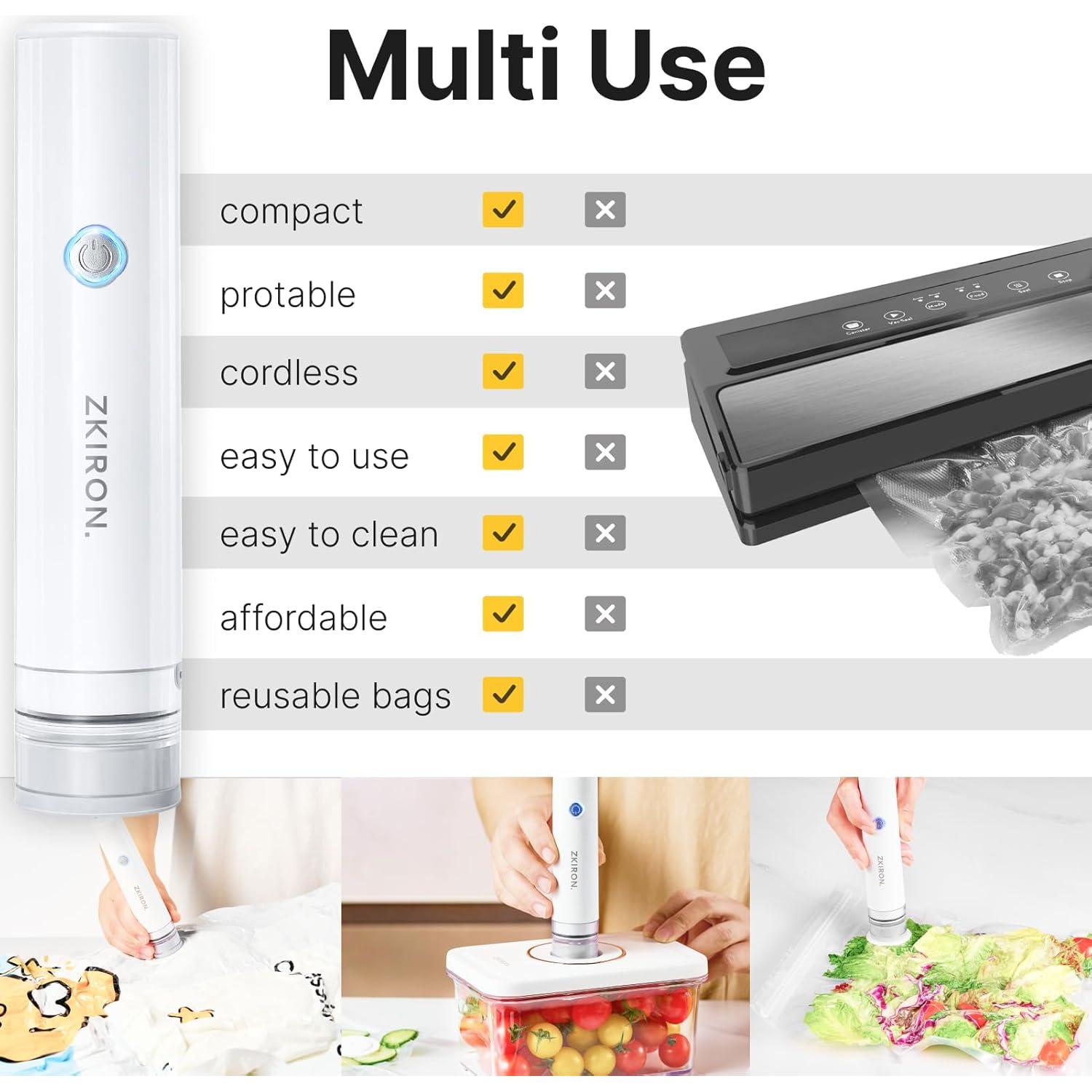 Sellador de Vacío ZKIRON HVS-01 Pro + 12 Bolsas Reutilizables