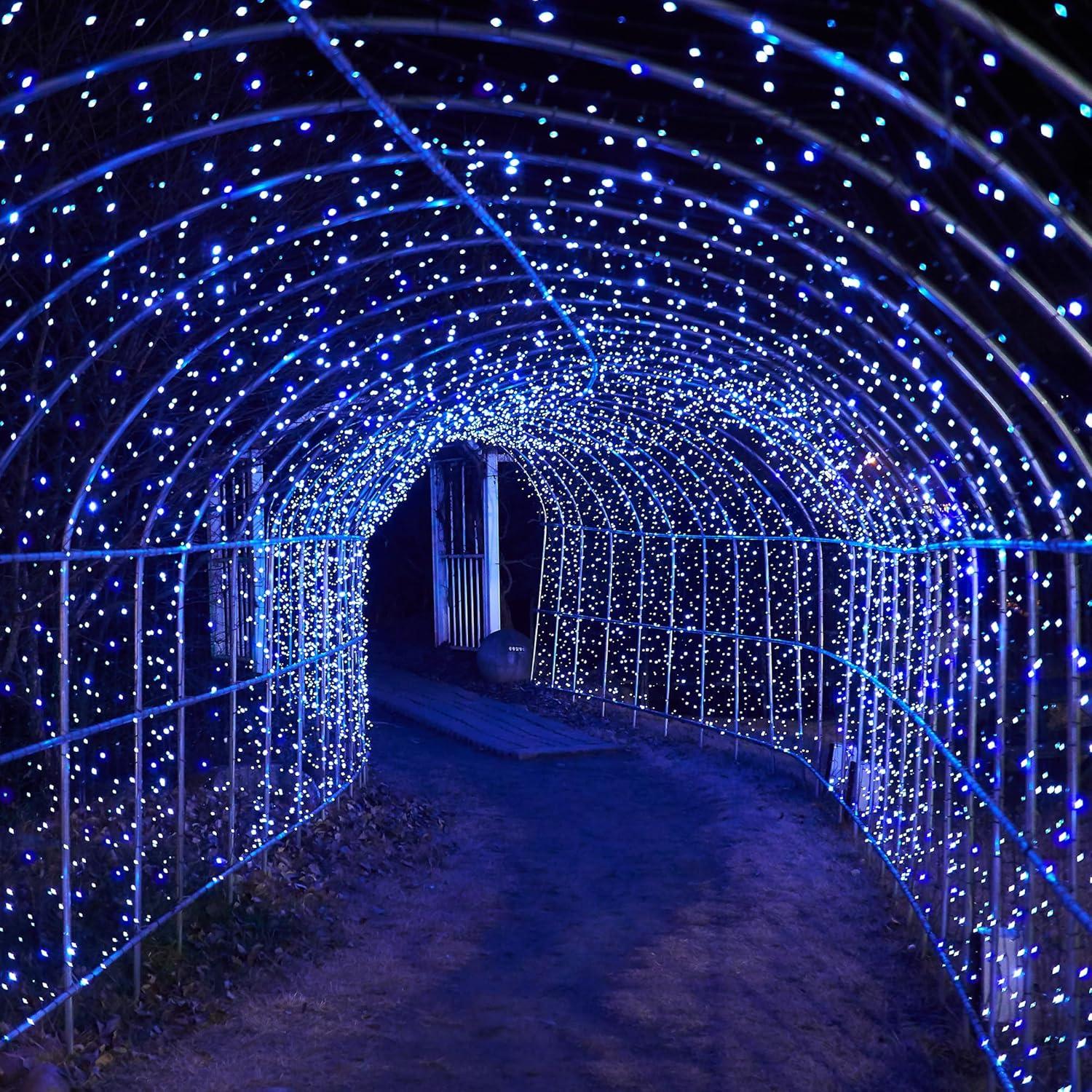 Luces de Cadena Solares Flechllary 100 LED 11.89m Azul y Blanco