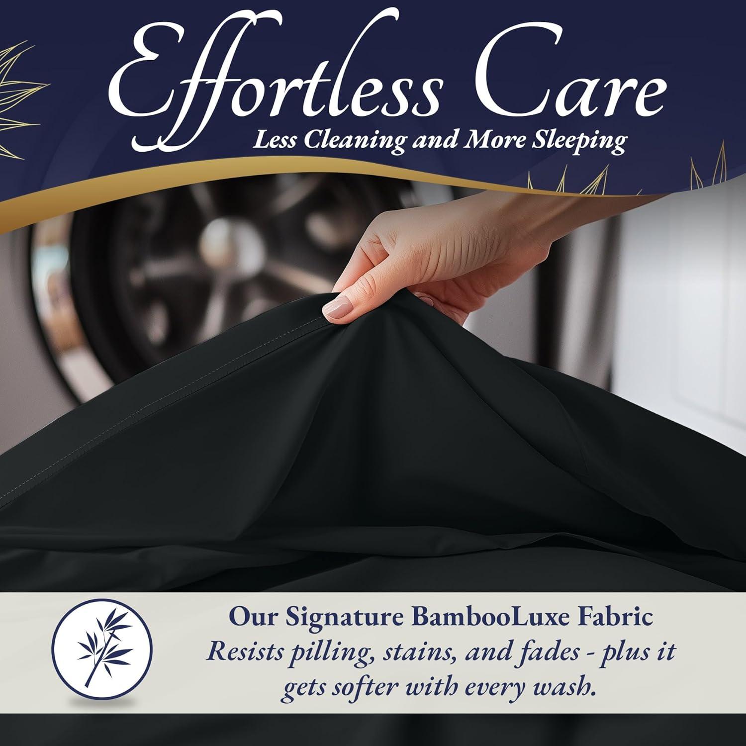 Sábanas Twin DECOLURE 3 Piezas Viscose Bambú Negro 43 cm