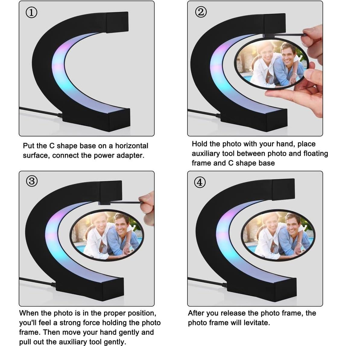 Marco de Foto Flotante LED DIDWI Ovalado Negro