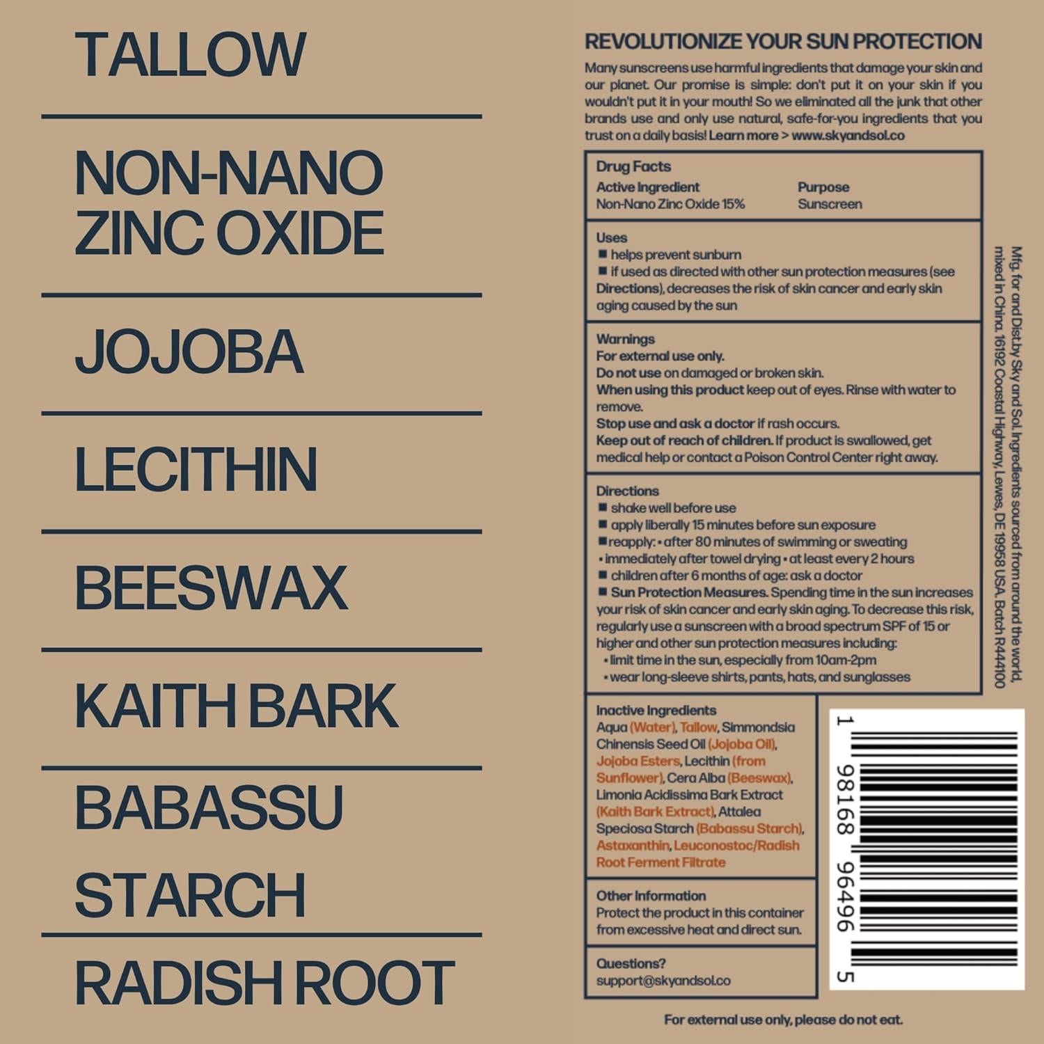 Protector Solar Mineral SPF 30 Sky y Sol 90 ml Resistente al Agua