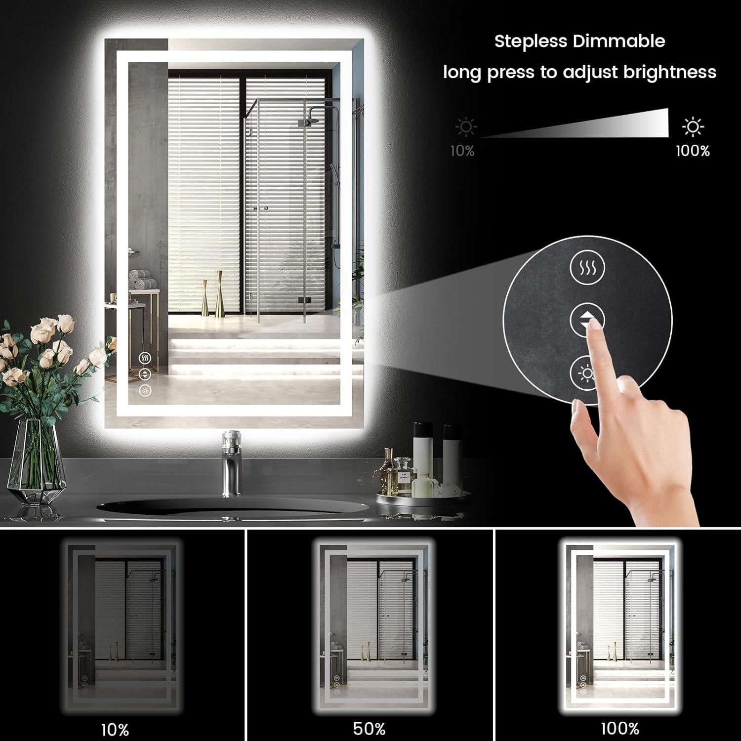 Espejo de Baño LED Rpoesx 40x60 cm Retroiluminado Anti-vaho