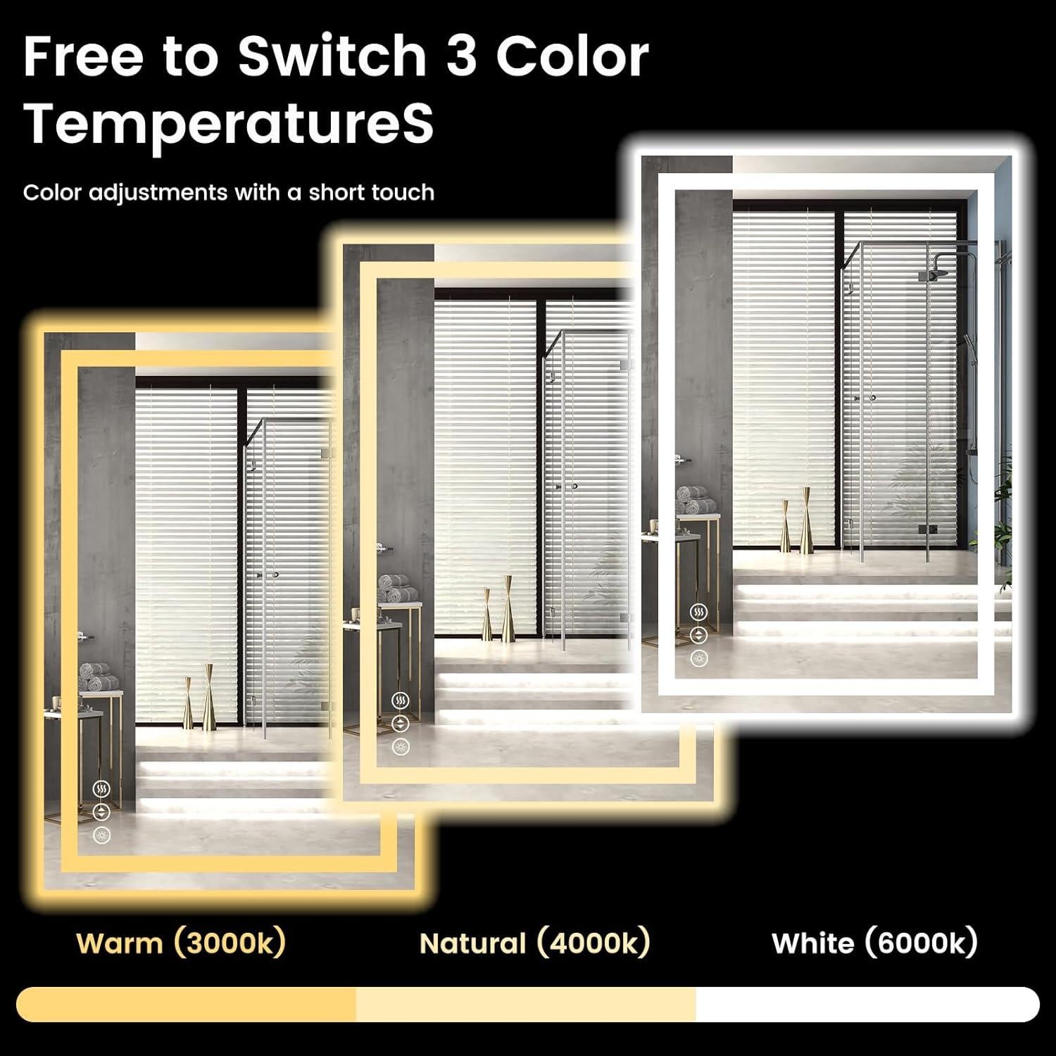 Espejo de Baño LED Rpoesx 40x60 cm Retroiluminado Anti-vaho