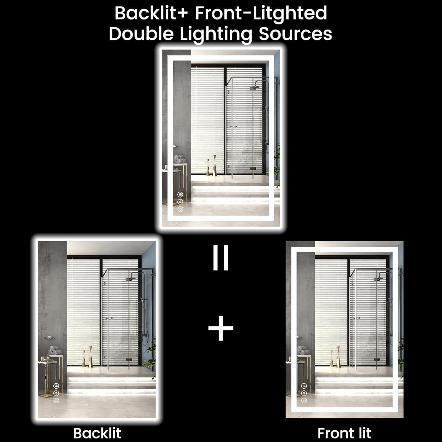 Espejo de Baño LED Rpoesx 40x60 cm Retroiluminado Anti-vaho