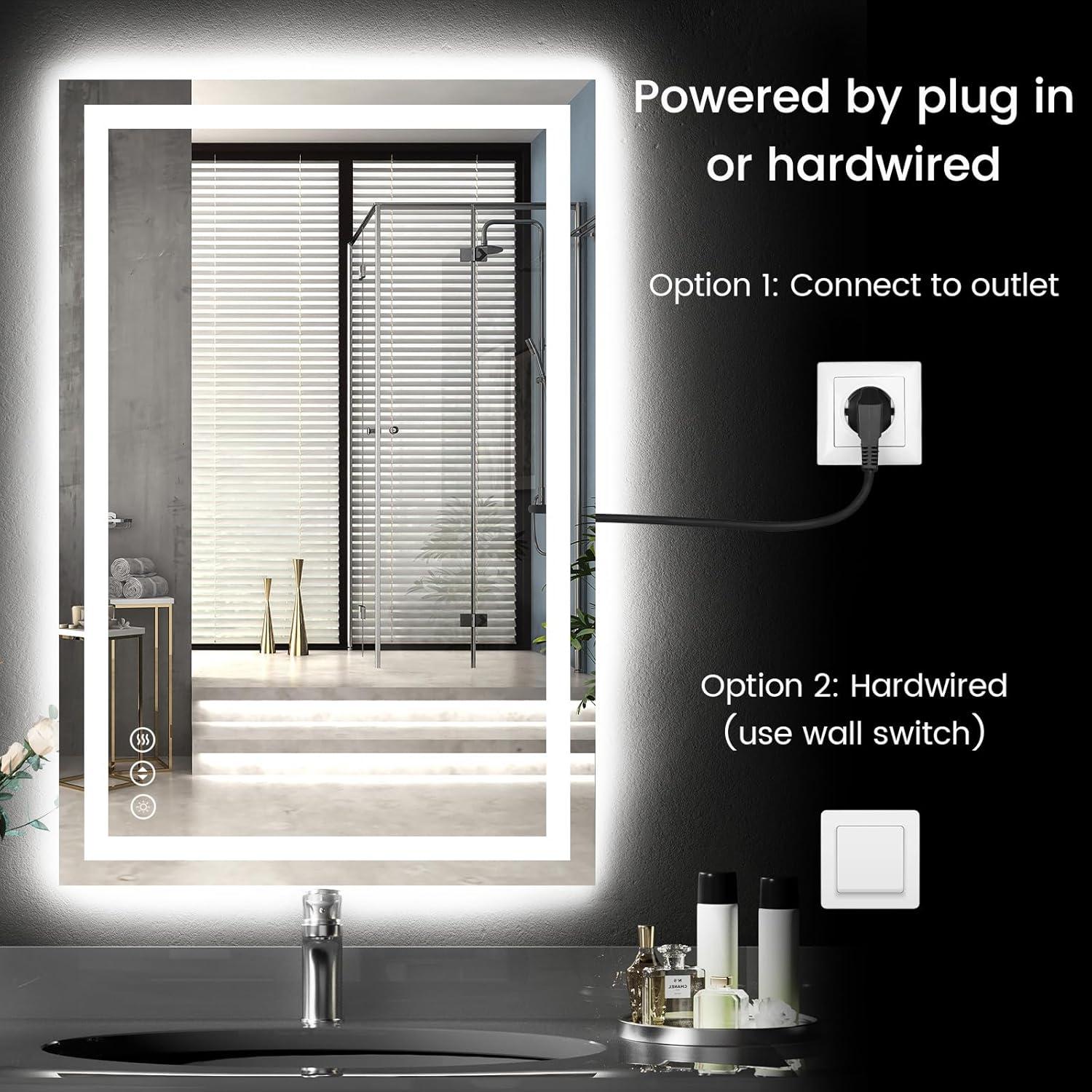 Espejo de Baño LED Rpoesx 40x60 cm Retroiluminado Anti-vaho