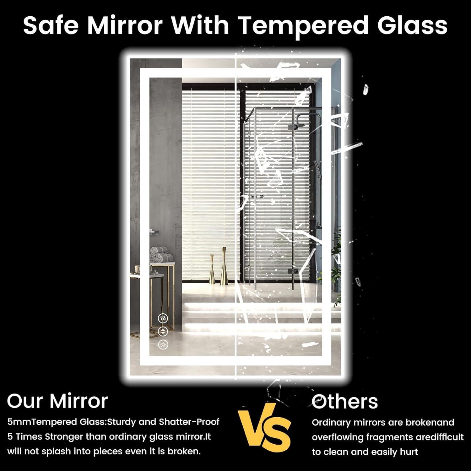 Espejo de Baño LED Rpoesx 40x60 cm Retroiluminado Anti-vaho