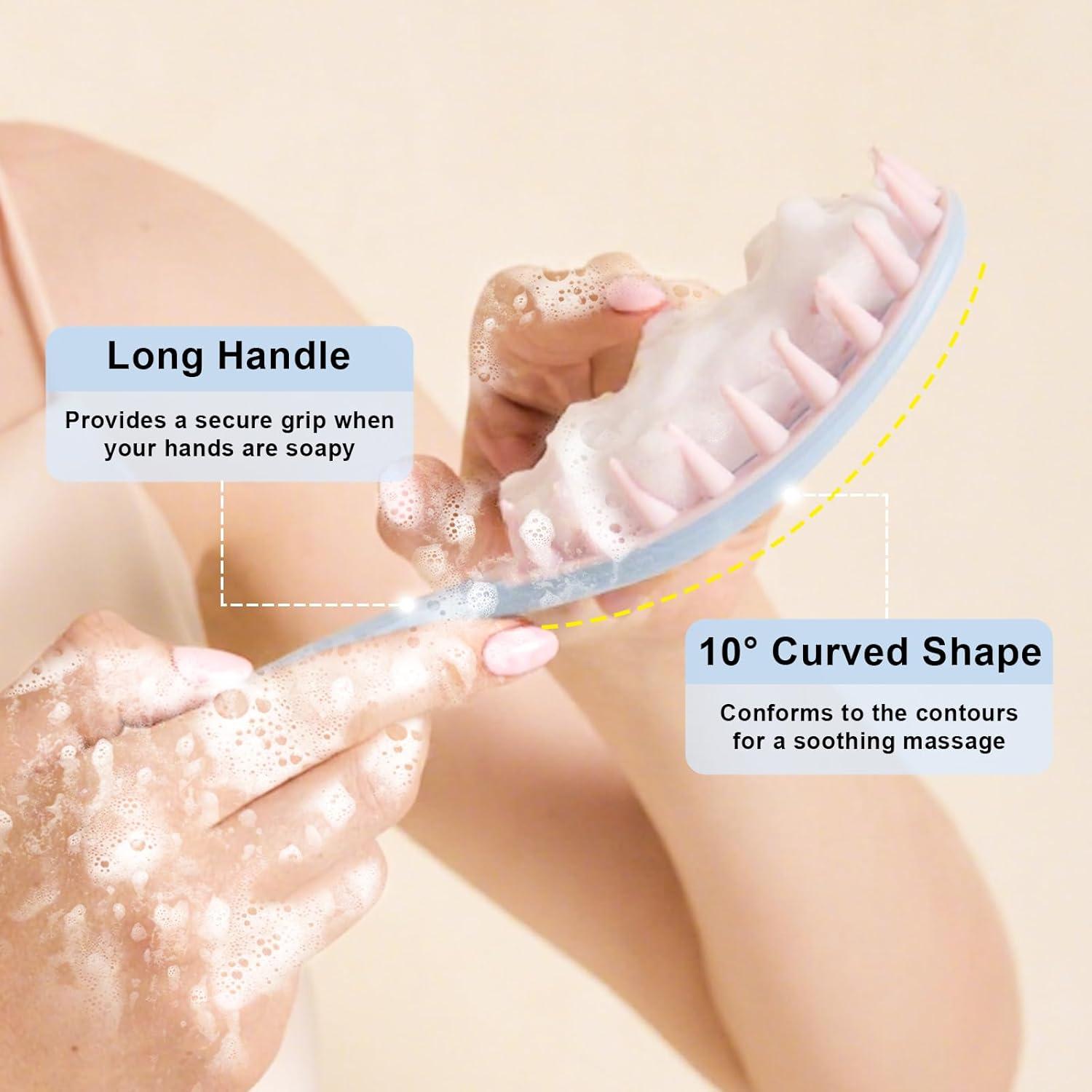 Masajeador de Cuero Cabelludo RHOS Azul, Cepillo de Champú Ergonómico