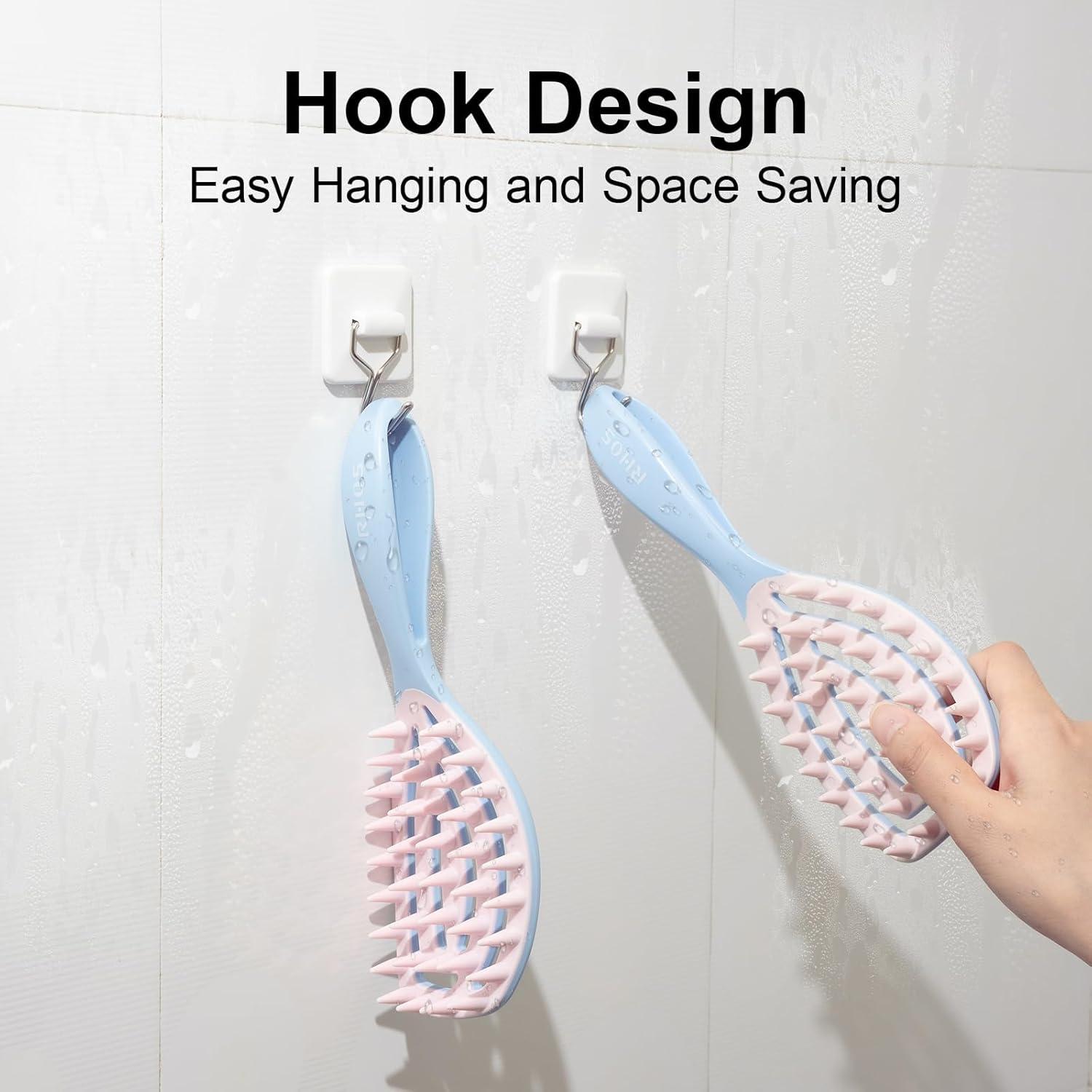 Masajeador de Cuero Cabelludo RHOS Azul, Cepillo de Champú Ergonómico