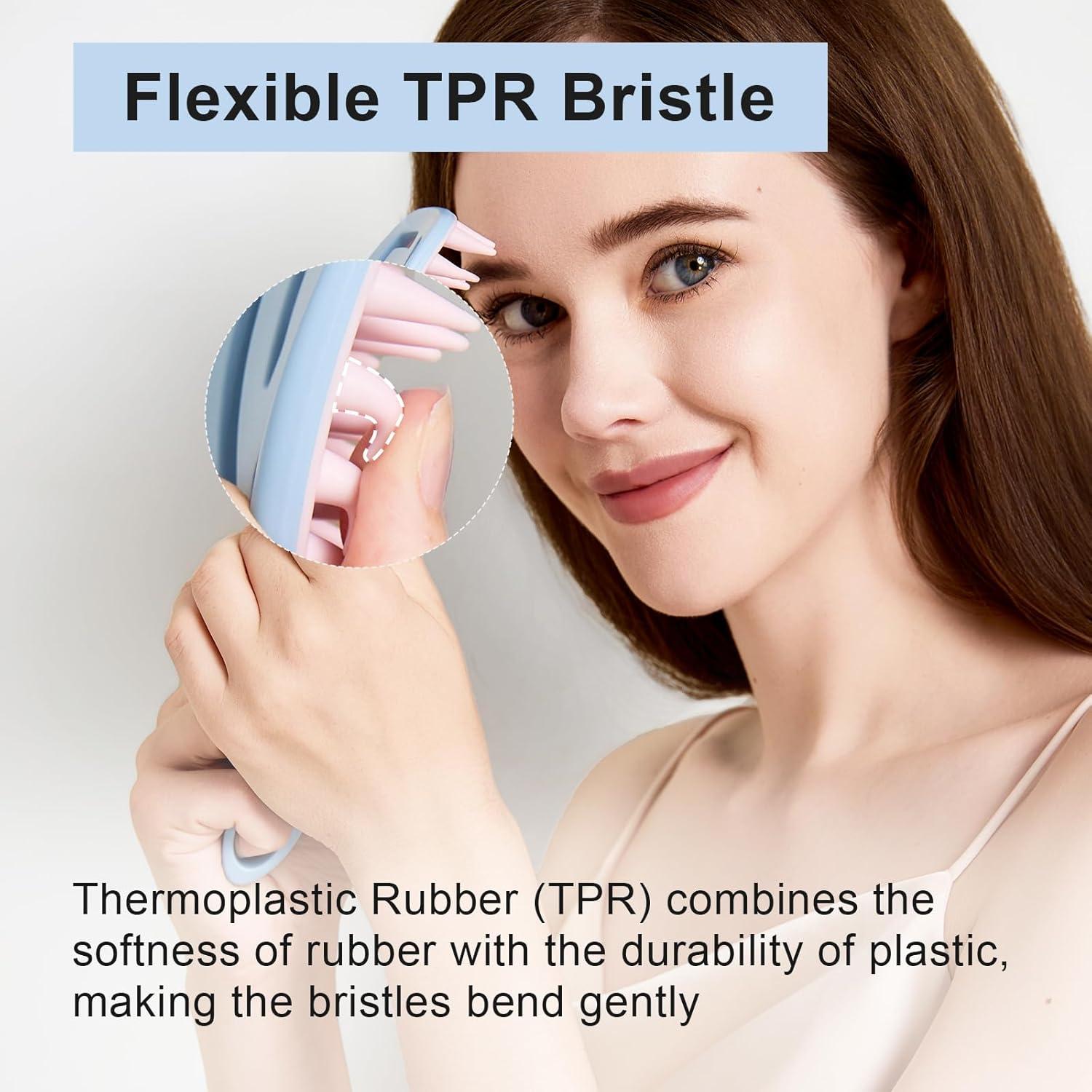 Masajeador de Cuero Cabelludo RHOS Azul, Cepillo de Champú Ergonómico