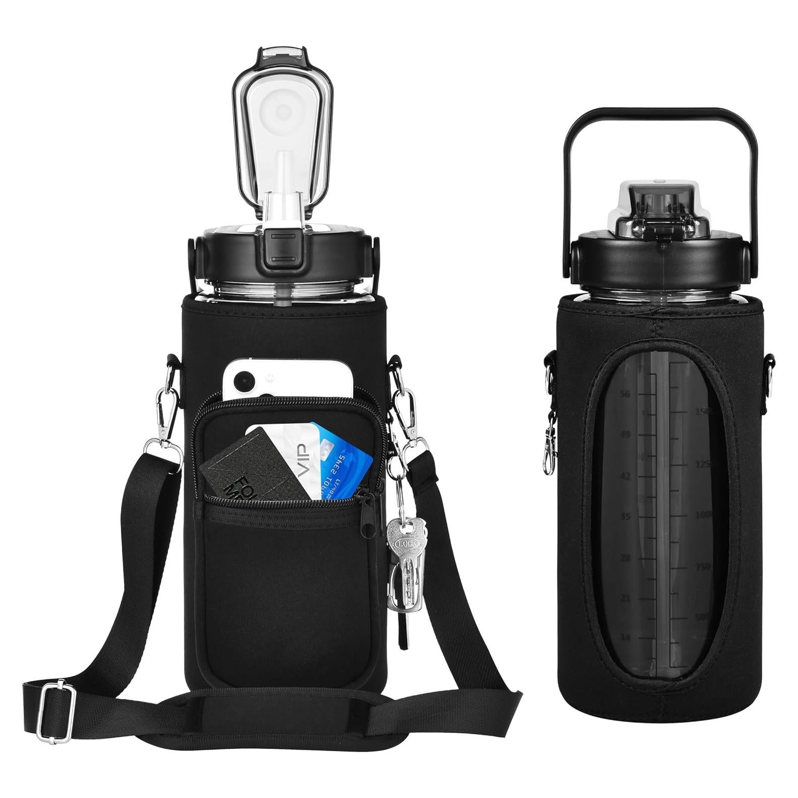 Botella de Agua RYI 1.81L con Manga y Pajilla, A Prueba de Fugas