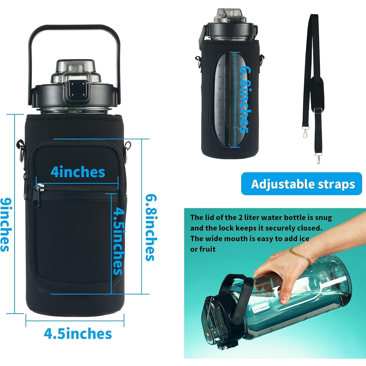 Botella de Agua RYI 1.81L con Manga y Pajilla, A Prueba de Fugas