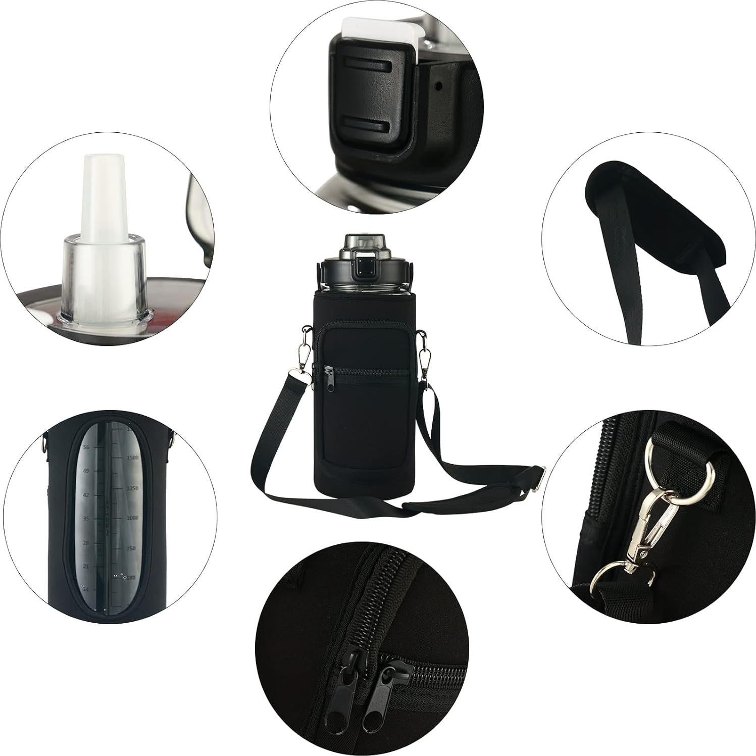 Botella de Agua RYI 1.81L con Manga y Pajilla, A Prueba de Fugas