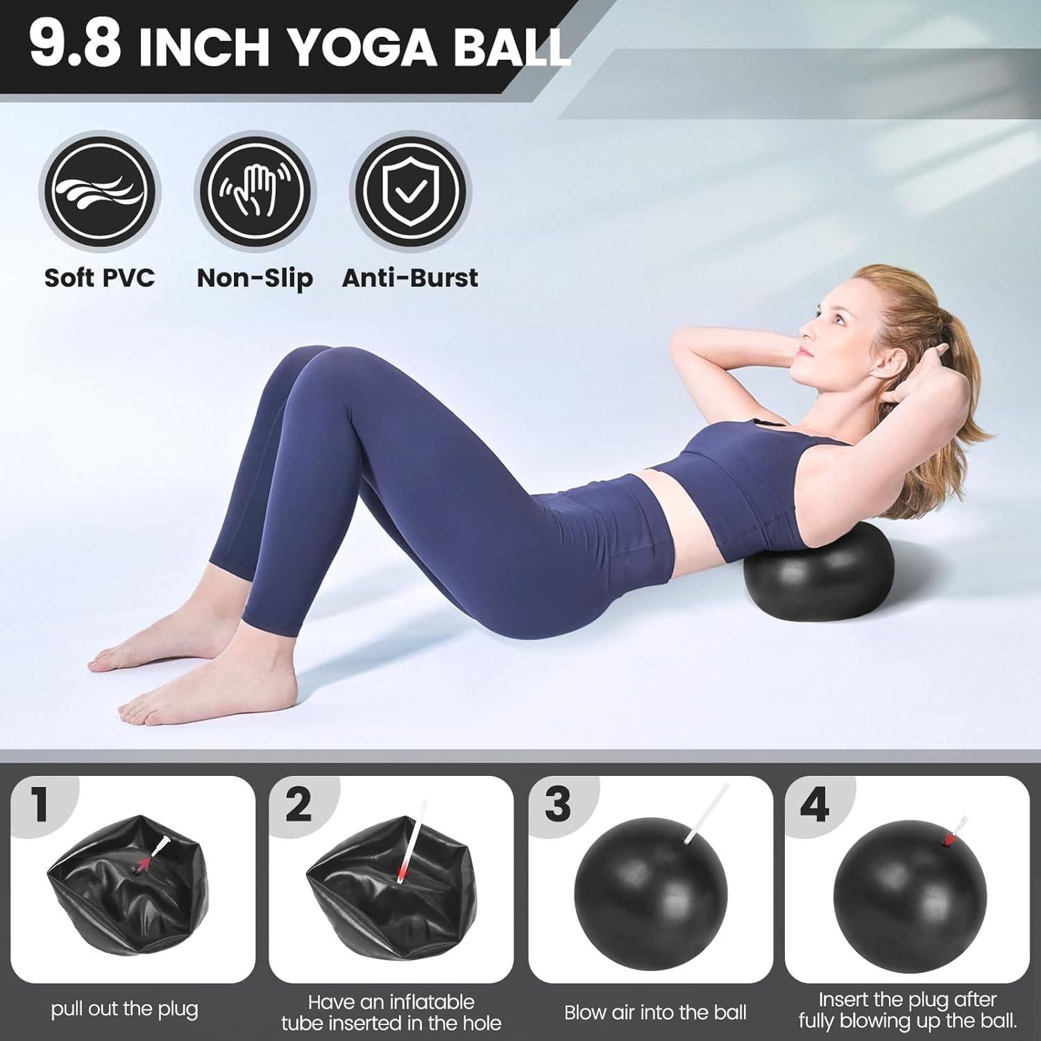 Conjunto de Pilates LumaHvn 12 Piezas: Anillos, Pelotas y Bandas