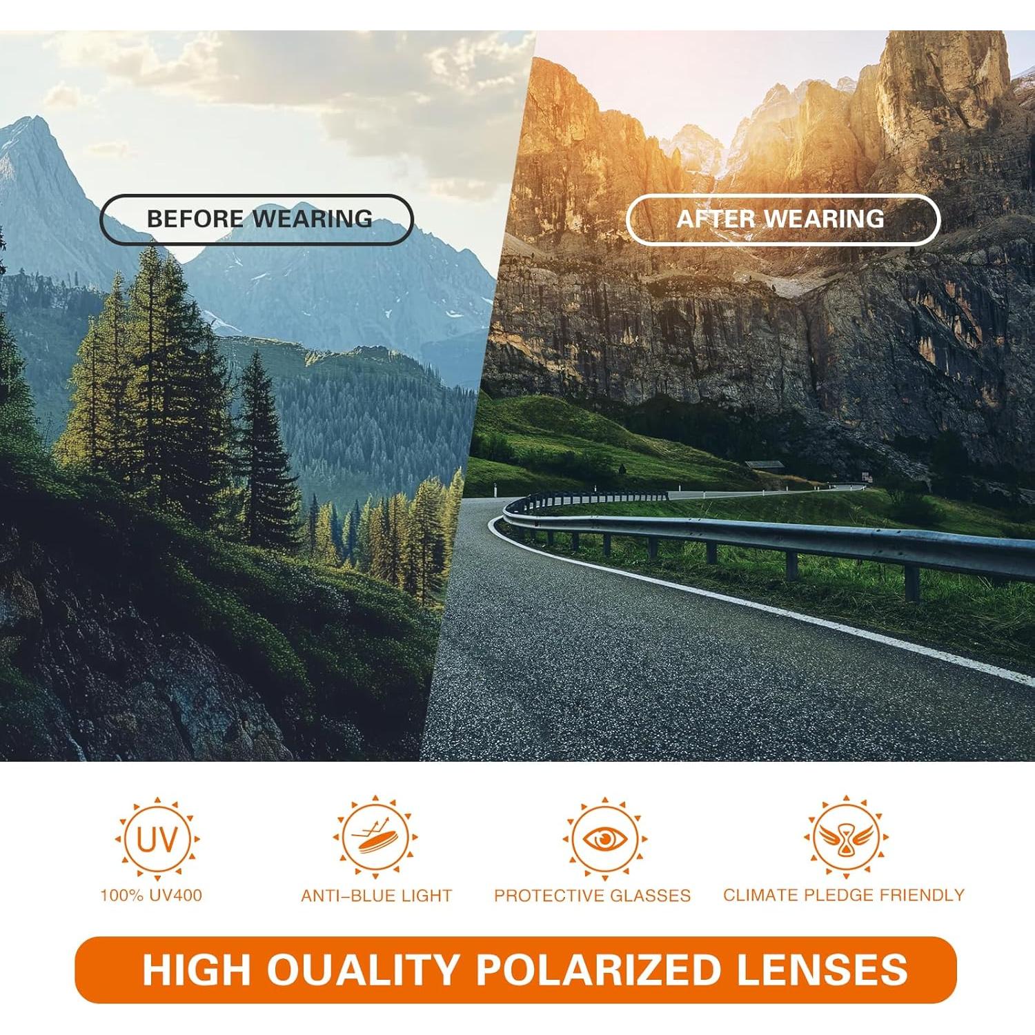 Gafas de sol polarizadas SUOSO TR90 UV400 para hombres y mujeres