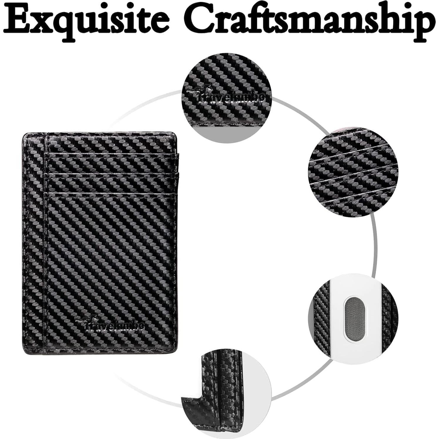 Billetera delgada minimalista Travelambo de cuero con bloqueo RFID